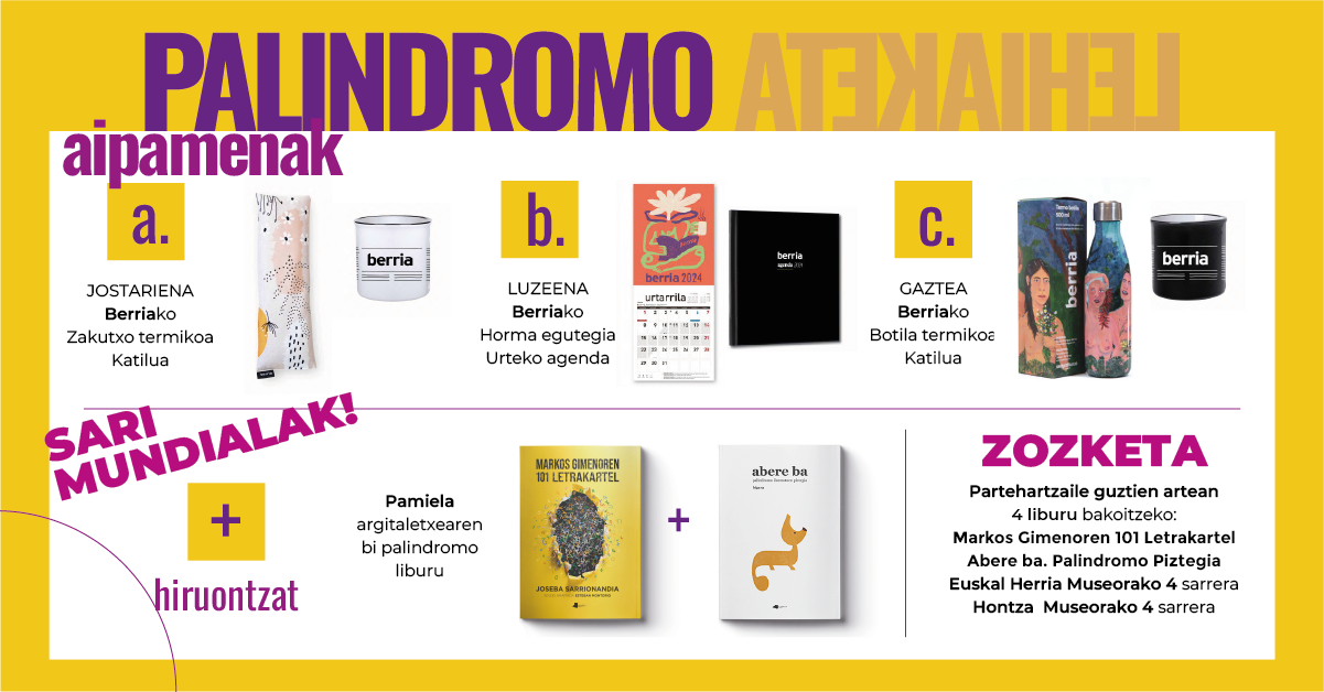 Palindromo lehiaketako aipaimen bereziak eta zozketa. Palindromo lehiaketako aipaimen bereziak eta zozketa.