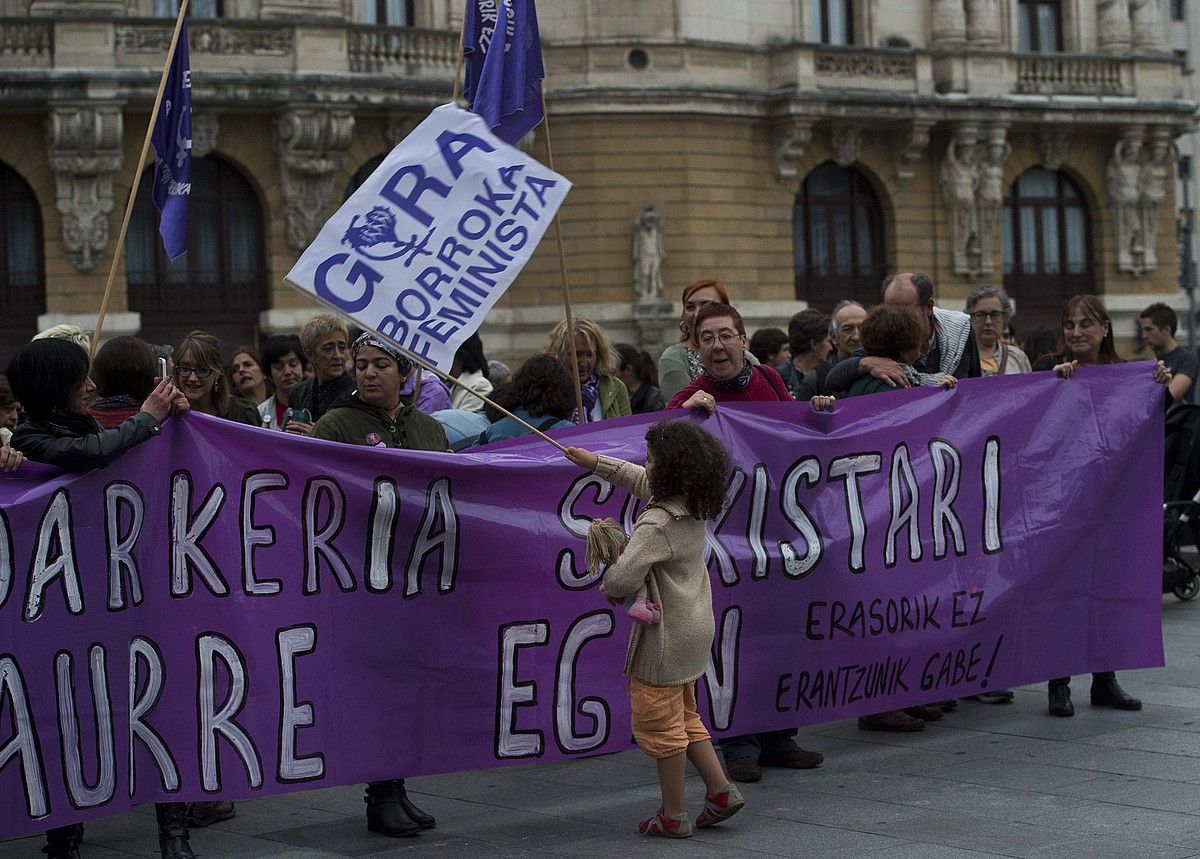 Indarkeria matxistaren aurka protestan, Bilbon, artxiboko irudi batean. M.R. / ARP.