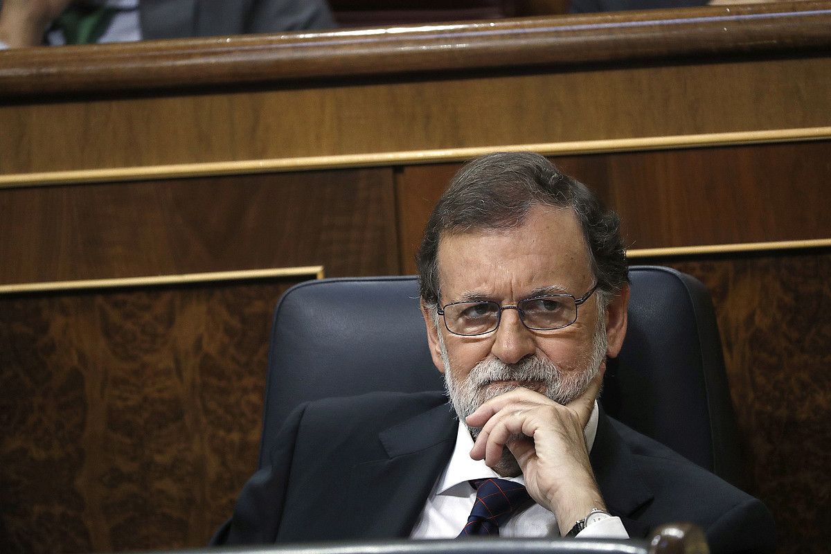 Mariano Rajoy Espainiako Gobernuko presidentea atzo, kongresuan. EMILIO NARANJO / EFE.