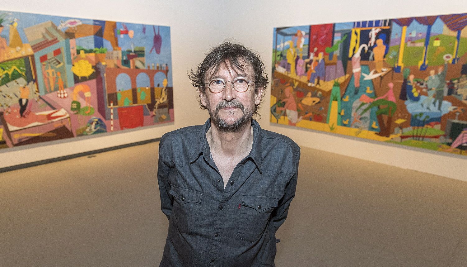 Santos Iñurrieta margolaria, Gasteizko Artium arte garaikideko museoan aurkeztu duen erakusketan. JUANAN RUIZ / ARGAZKI PRESS.