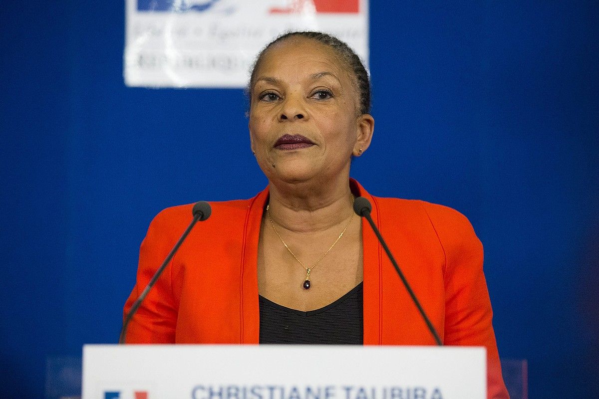 Christiane Taubira, Justizia Ministerioko agerraldi batean. G. VAN DER HASSELT / EFE.