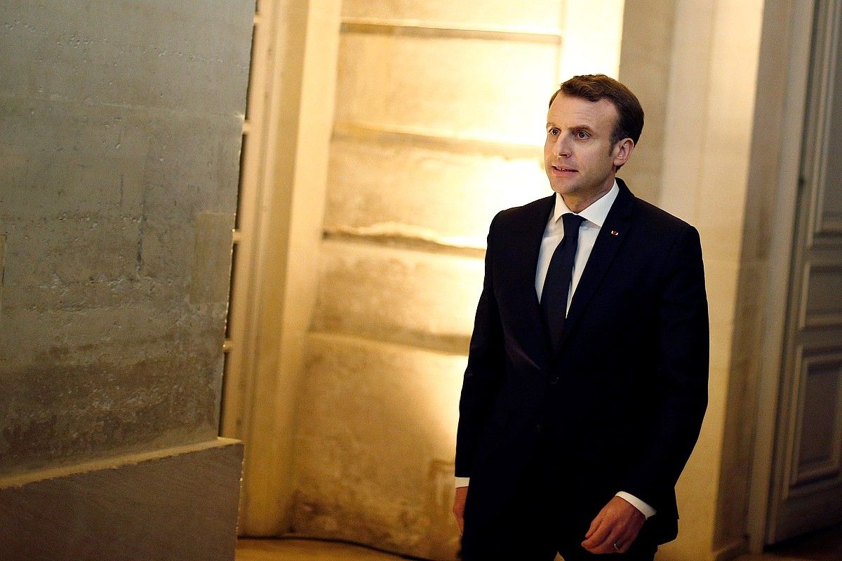 Emmanuel Macron Frantziako presidentea, iragan urtarrilaren 22an, Versaillesen. THIBAULT CAMUS / EFE.
