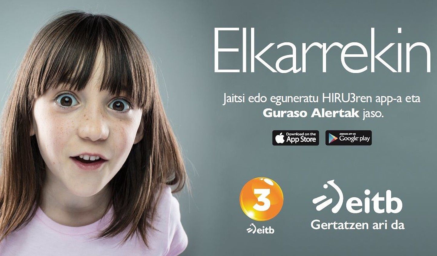 Hiru3 komunitatearen aplikazioa Android eta Apple gailu eramangarrietan deskarga daiteke, baita Android TVn ere. EITB.