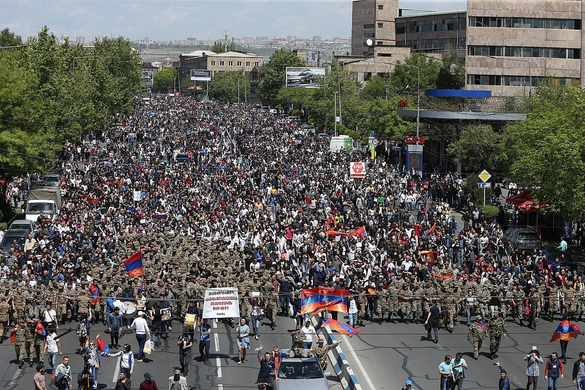 Manifestazio bat, atzo, Erevan hiriburuan. VAHRAM BAGHDASARYAN / EFE.