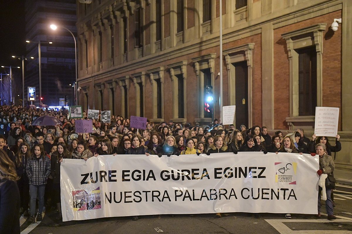 Indarkeria matxistaren aurkako protesta bat, iaz, Iruñean. IDOIA ZABALETA / FOKU.