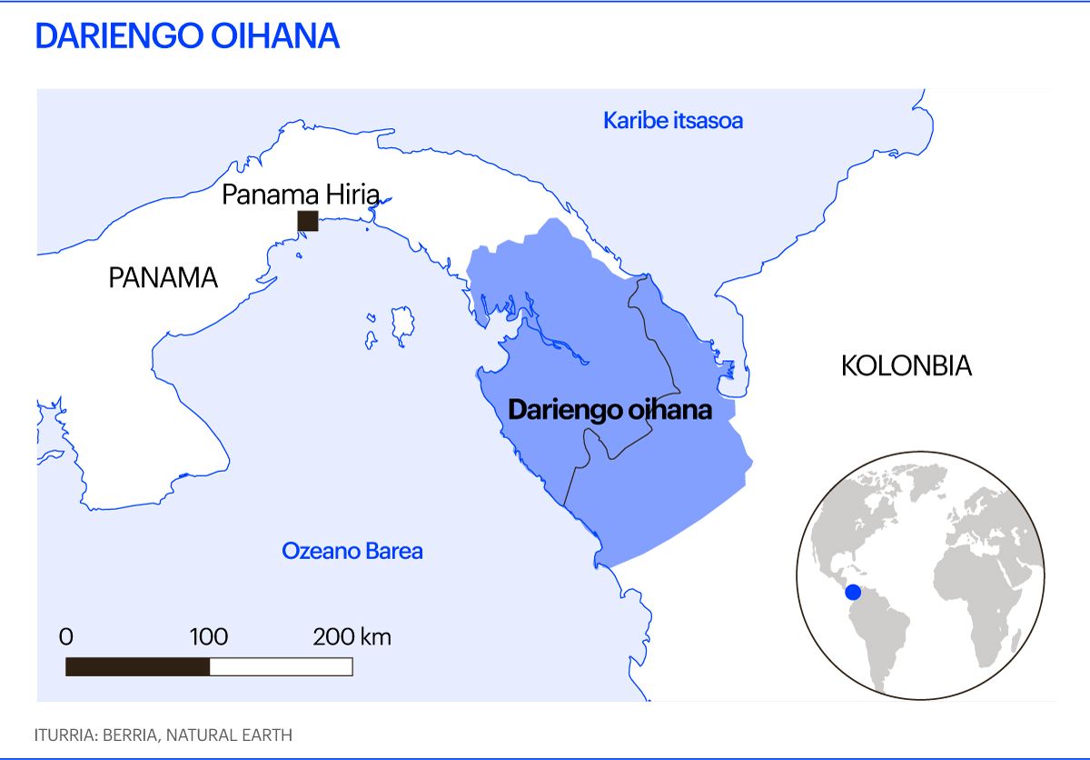 Dariengo oihaneko pasabidea. Mapa