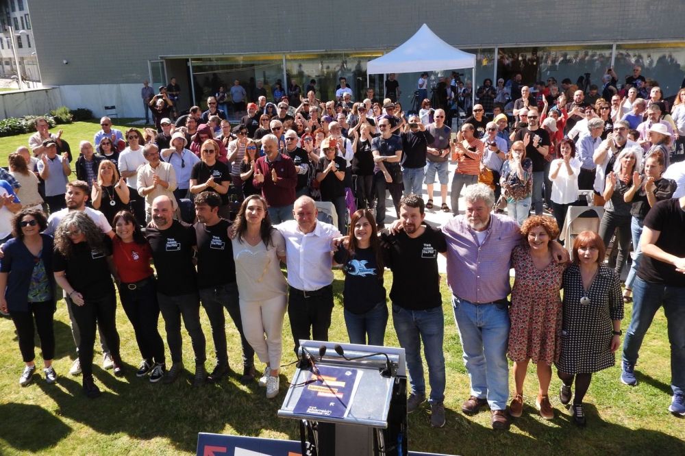 Miren Gorrotxategi eta Pablo Iglesias, gaur Bilbon egin duten ekitaldian Miren Gorrotxategi eta Pablo Iglesias, gaur Bilbon egin duten ekitaldian