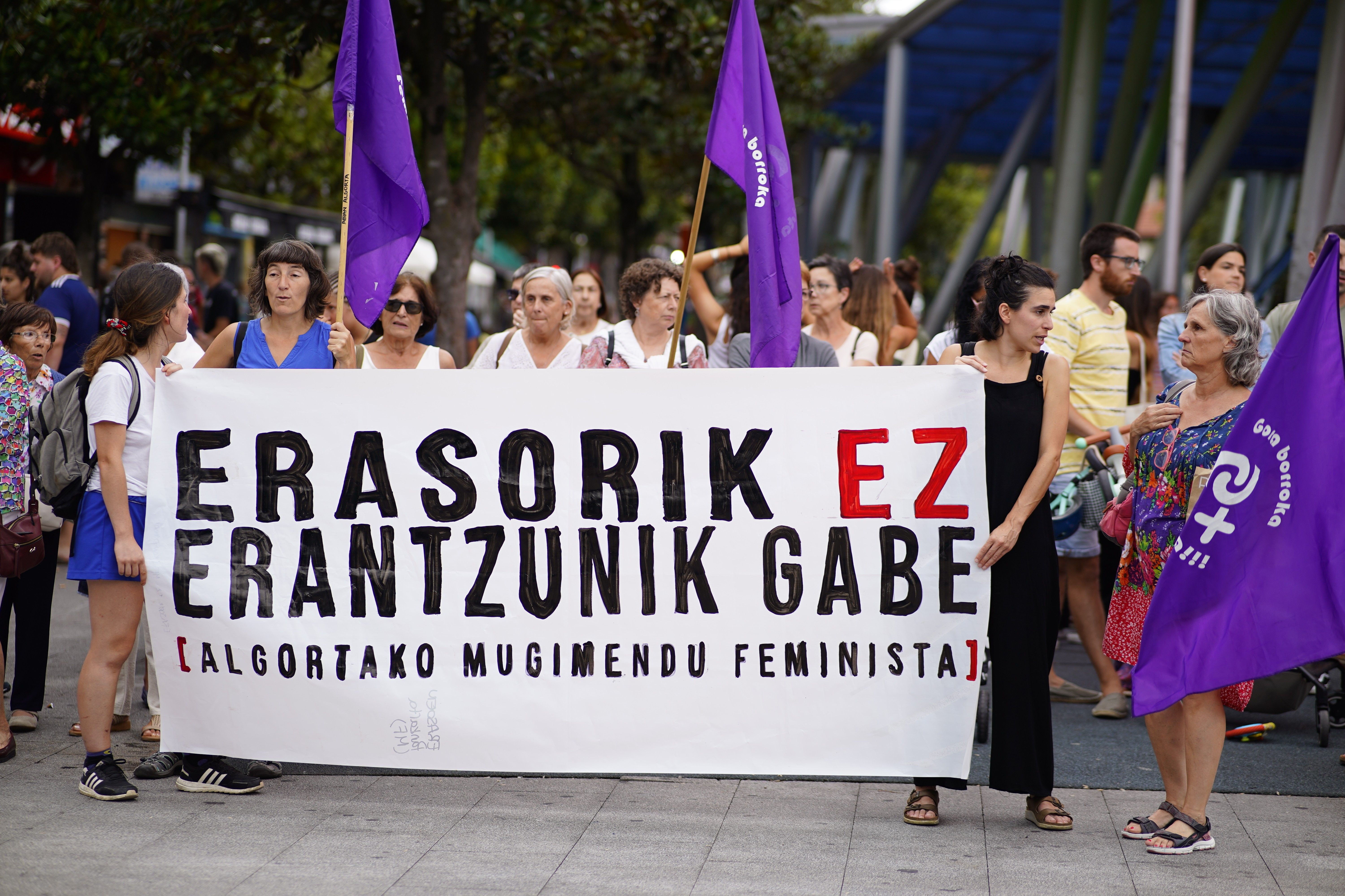 Algortako mugimendu feministak deitutako elkarretaratze bat, 2023an, Getxon. ARITZ LOIOLA / FOKU