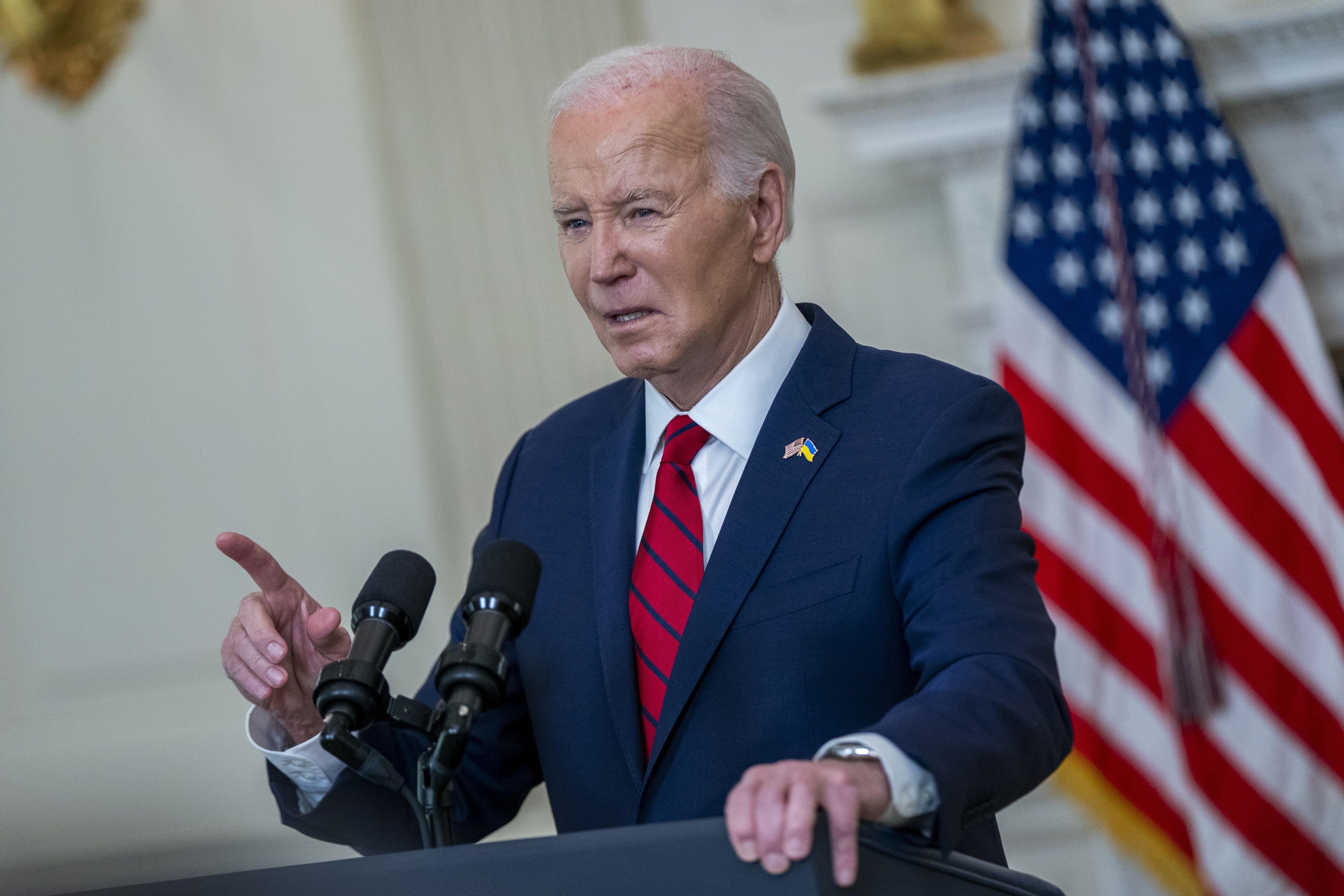 Joe Biden AEBetako presidentea, atzo, agerraldi batean. SAWN THEW / EFE