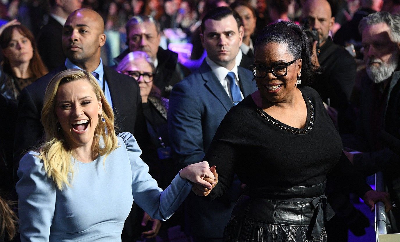 Reese Witherspoonek eta Oprah Winfreyk zenbait saio ekoitziko dituzte Applerentzat. FACUNDO ARRIZABALAGA / EFE. Reese Witherspoonek eta Oprah Winfreyk zenbait saio ekoitziko dituzte Applerentzat. FACUNDO ARRIZABALAGA / EFE.