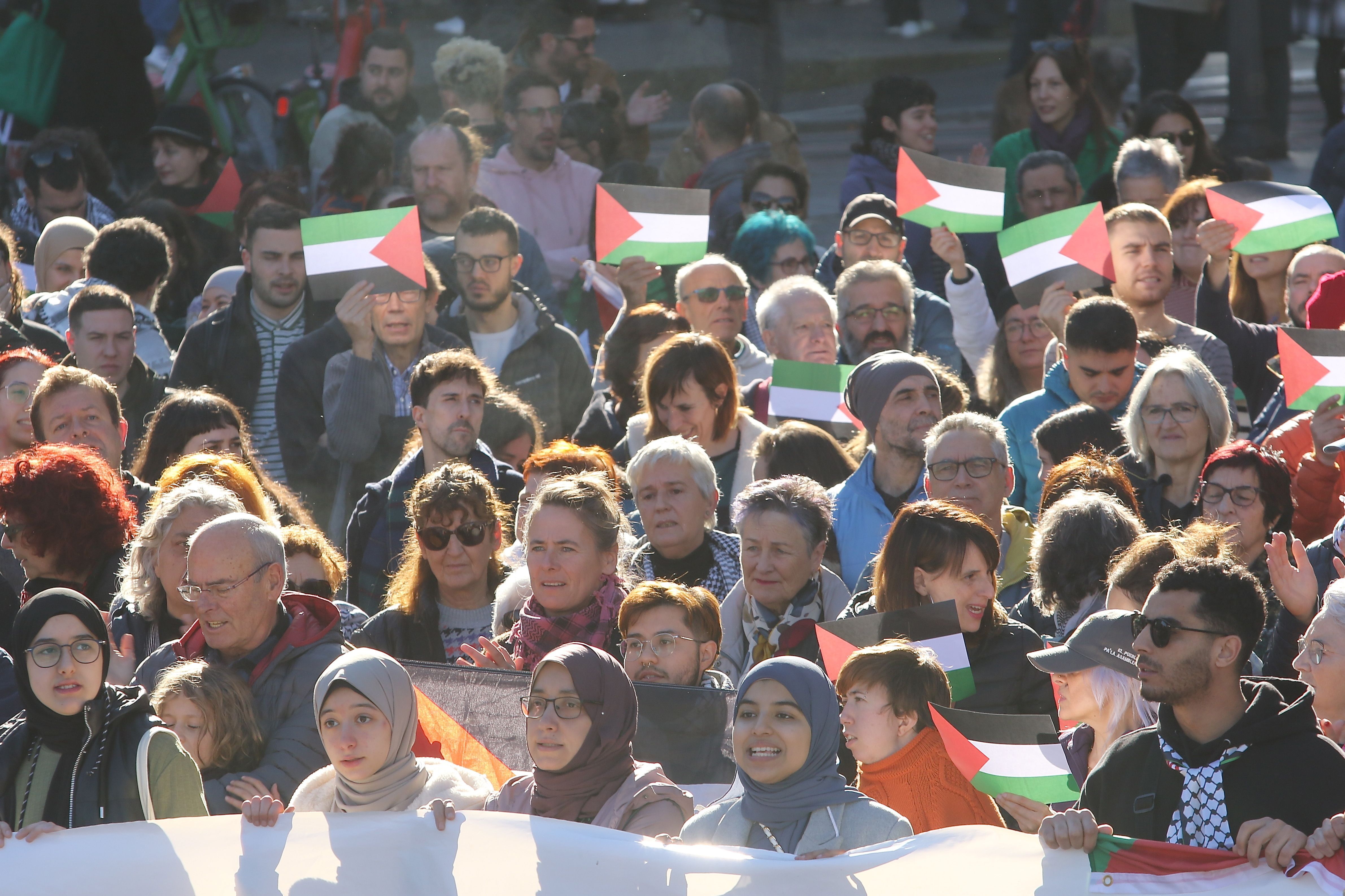 Palestinaren aldeko mobilzazio bat, artxiboko irudian. OSKAR MATXIN EDESA / FOKU