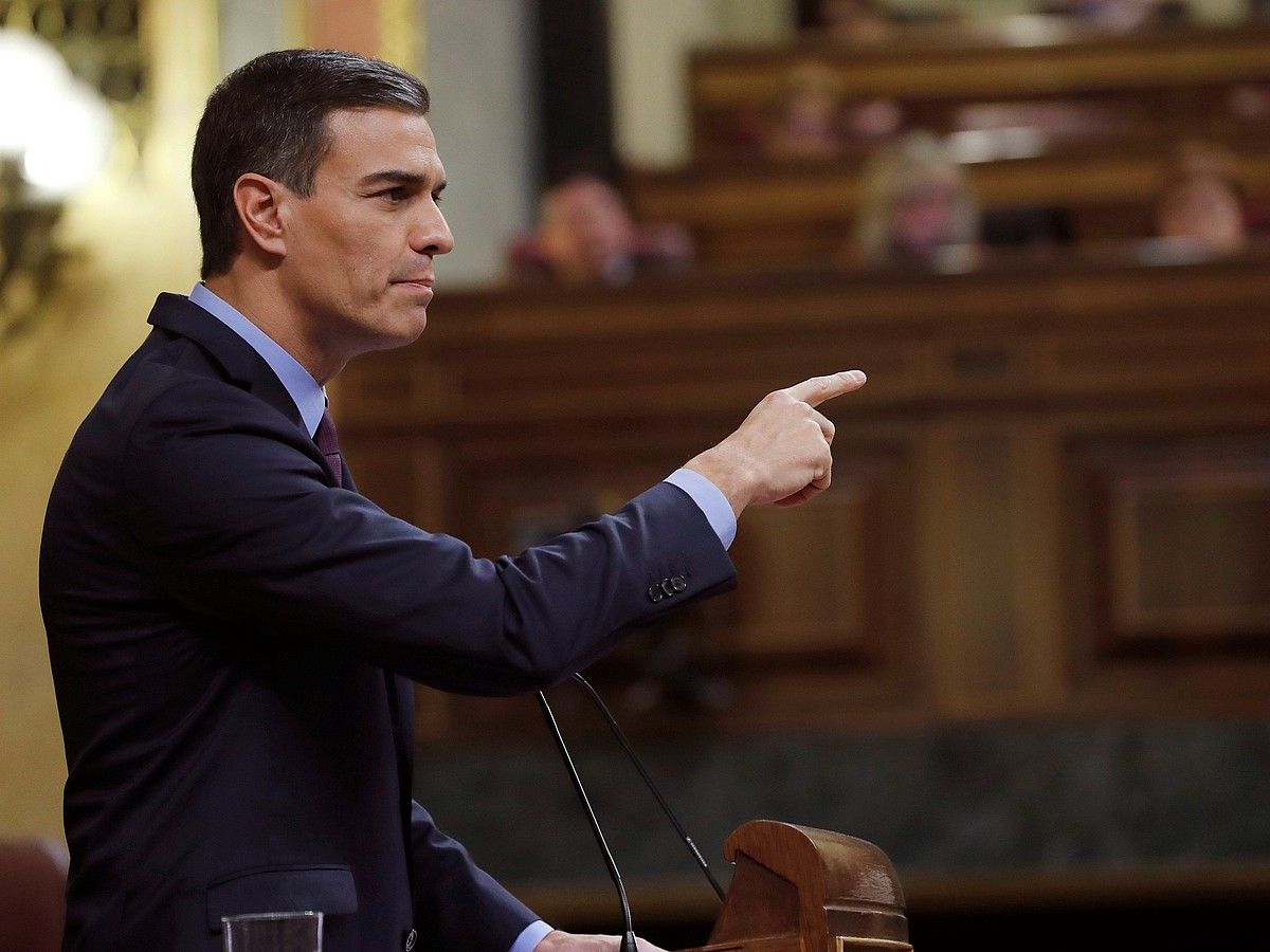 Pedro Sanchez, kongresuan, atzoko osoko bilkuran. J.J.GUILLEN / EFE.