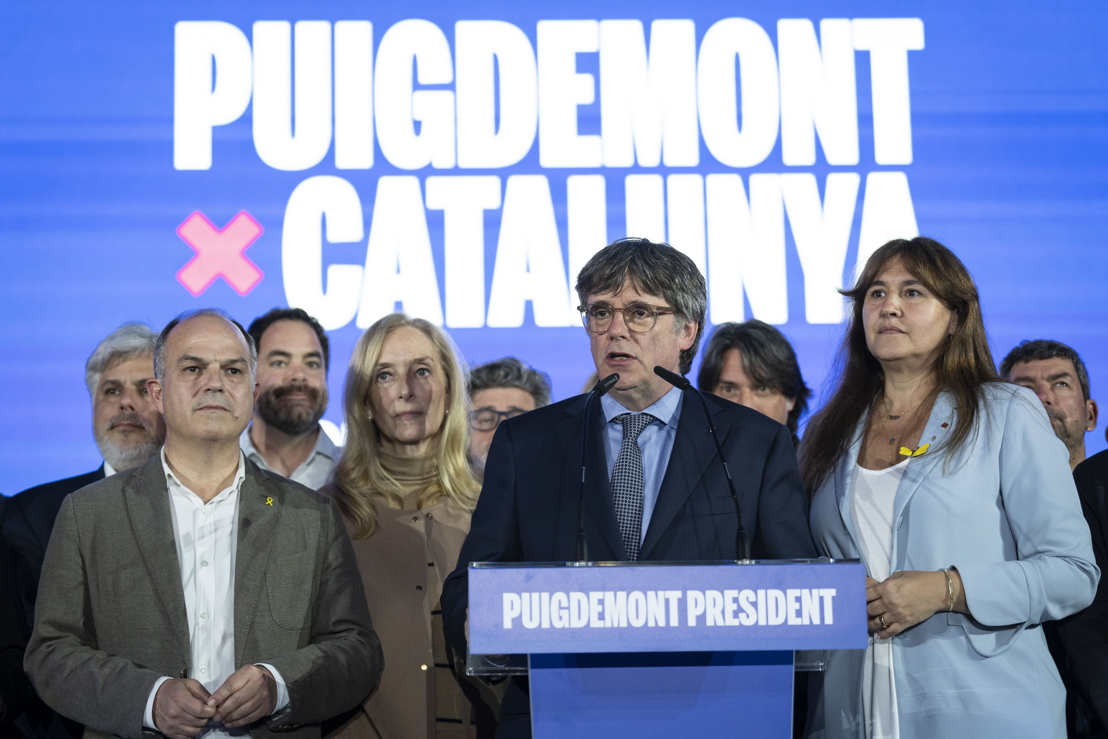 Carles Puigdemont Juntseko hautagaia, atzo, Argelesen, Ipar Katalunian. DAVID BORRAT / EFE