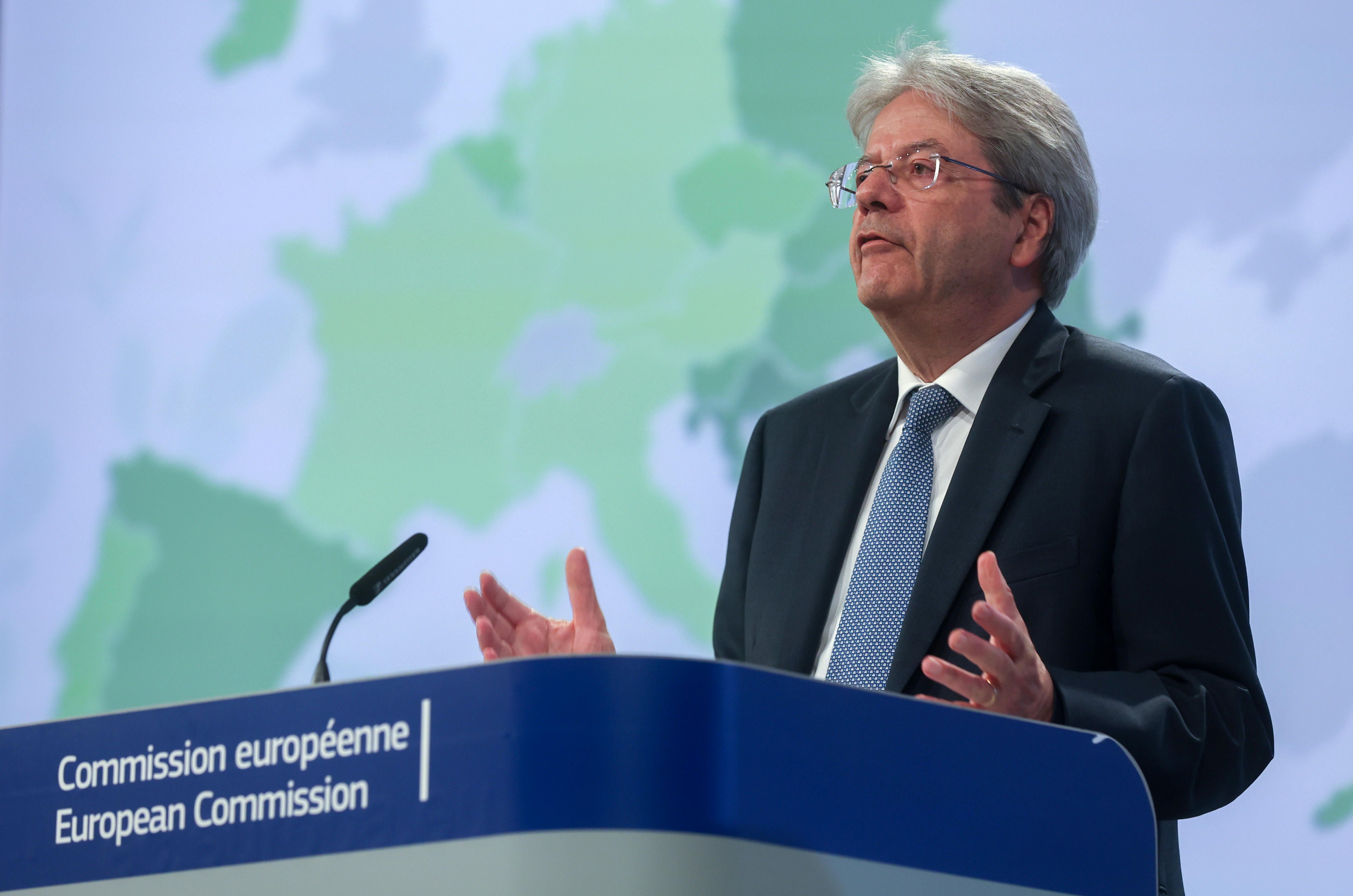 Paolo Gentiloni Europako Batzordeko Ekonomia komisarioa, gaur, Bruselan. OLIVIER HOSLET / EFE