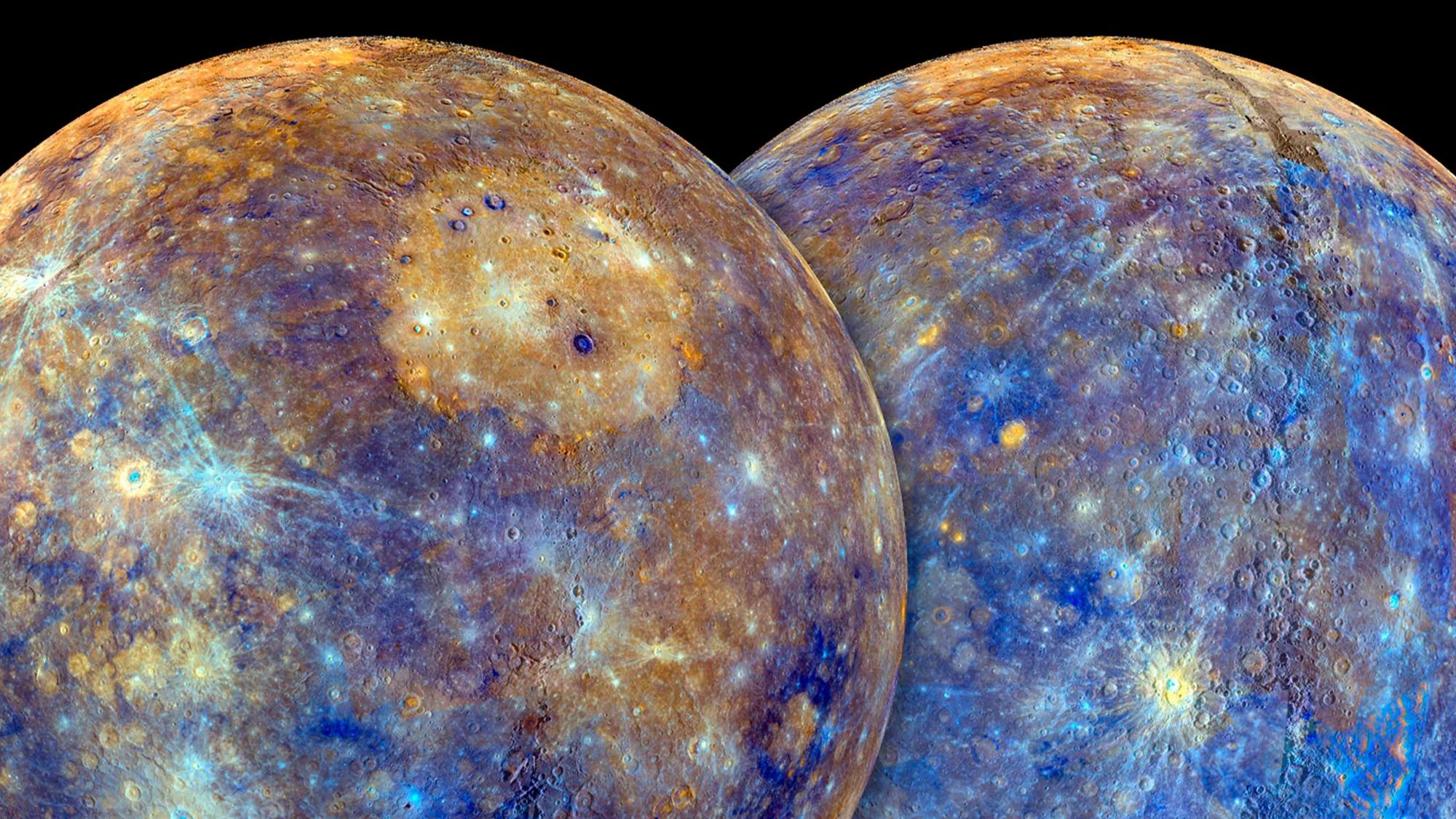 Messenger zundak sortutako merkurioaren mapa osoa. NASA