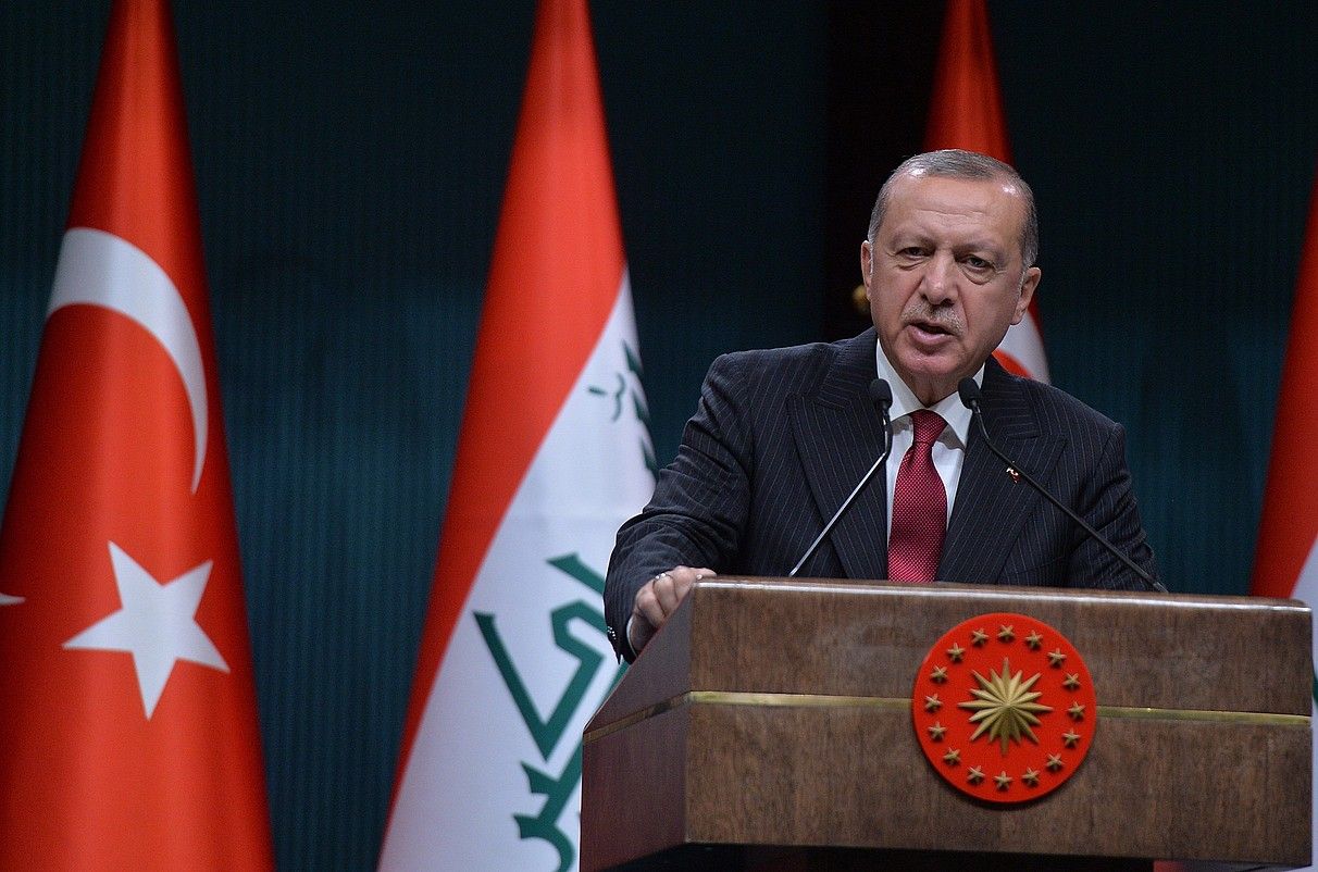 Recep Tayyip Erdogan Turkiako presidentea, asteartean, Ankaran. STR / EFE.