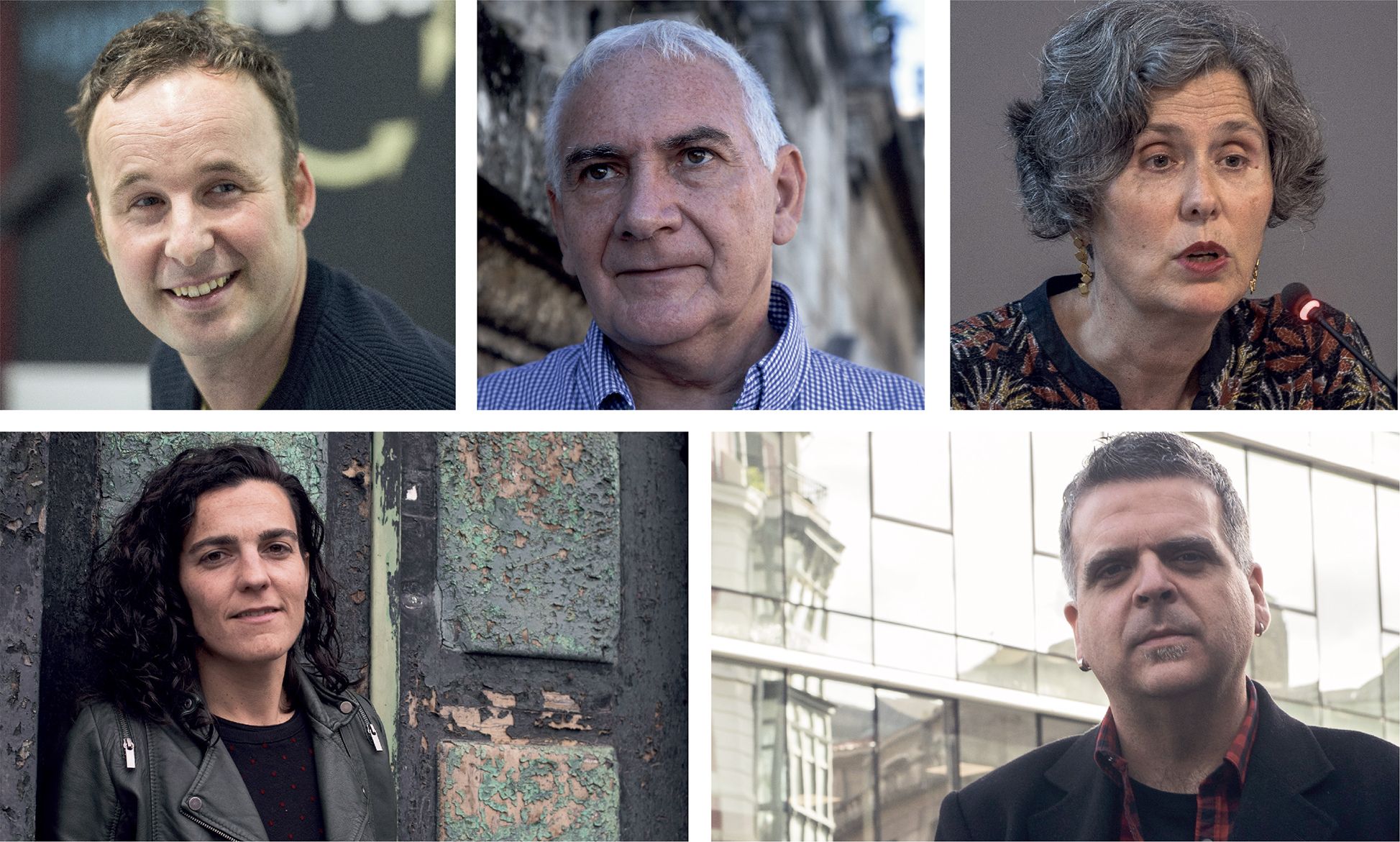 Ibai Iztueta, Joseba Sarrionandia, Mari Luz Esteban, Maialen Lujanbio eta Rafa Rueda. BERRIA.