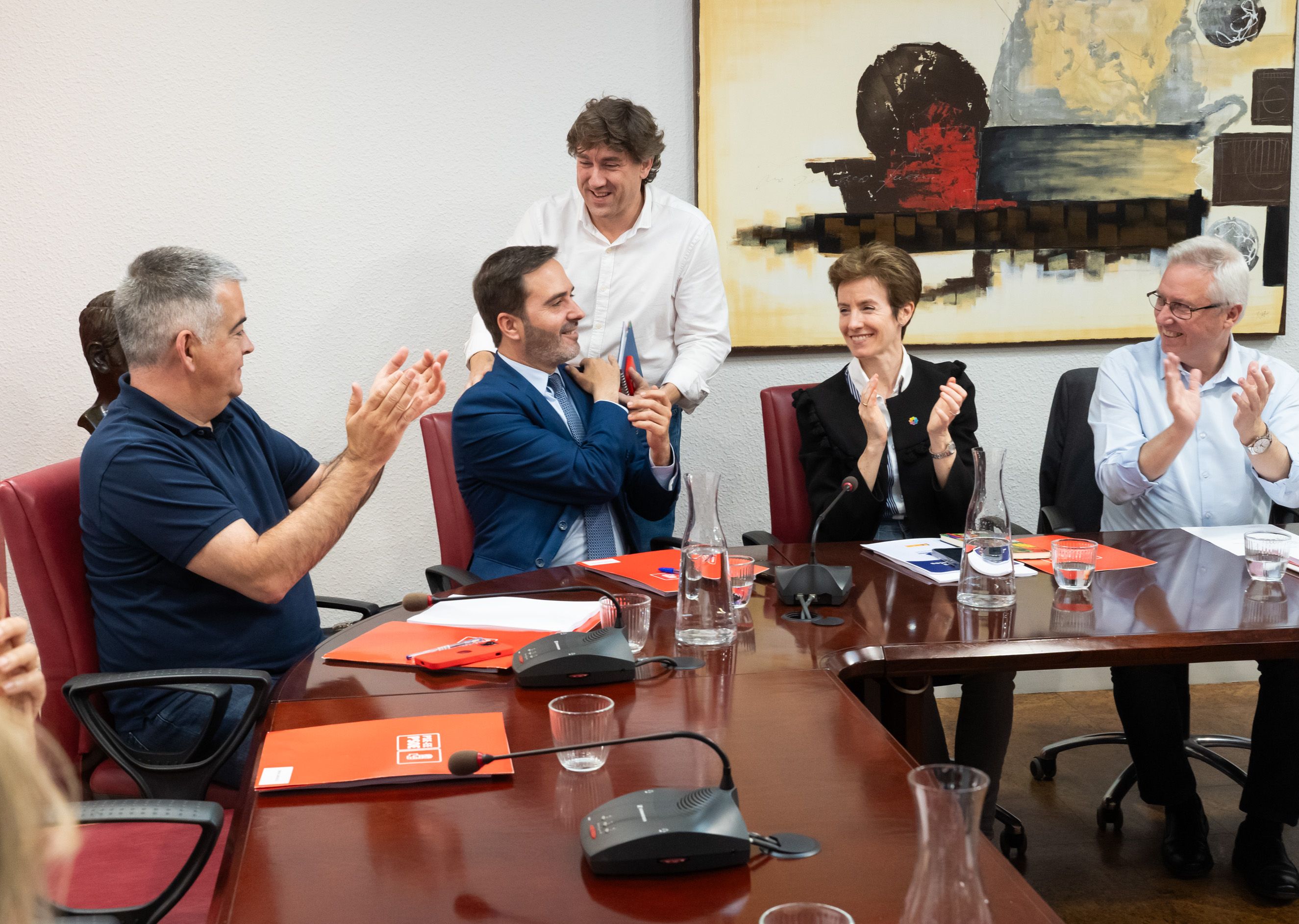 Eneko Andueza, PSE-EEren zuzendaritzaren bilkuran, Bilbon.