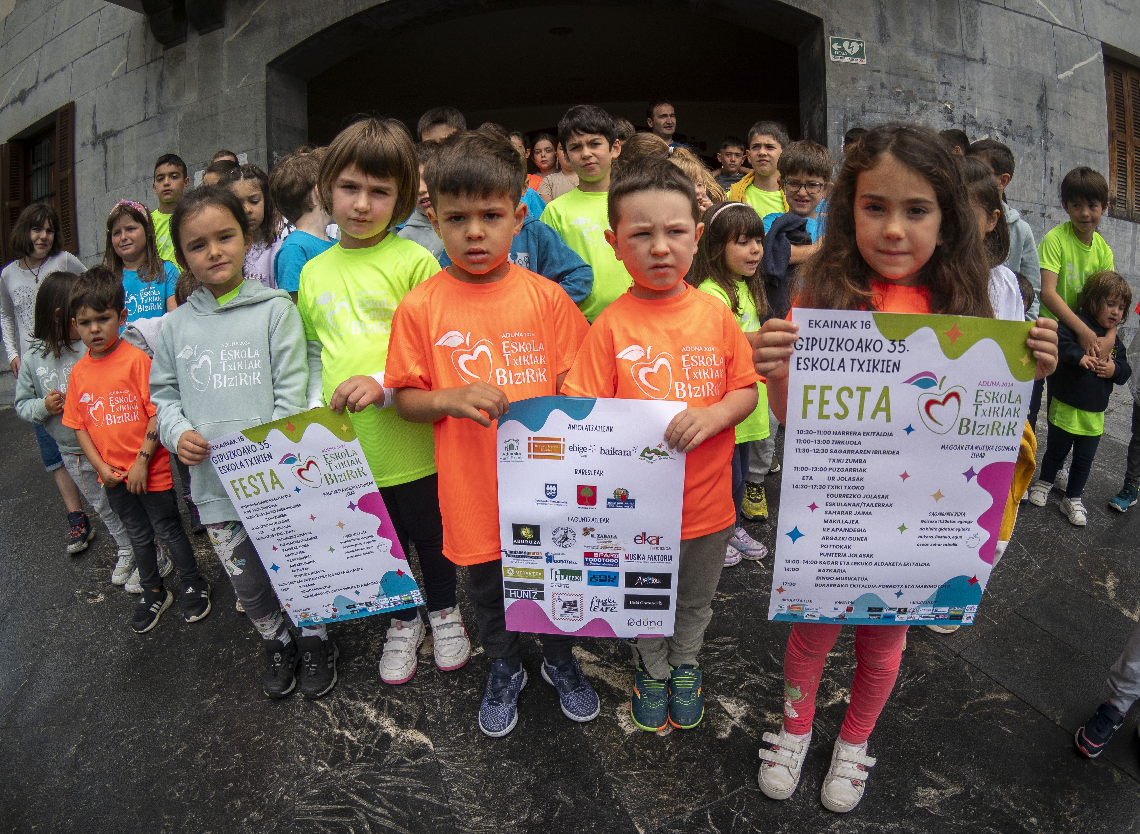 Eskola txikien festaren aurkezpena, gaur, Adunan. GORKA RUBIO / FOKU