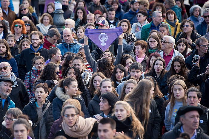 Jendetza elkartu da Iruñeko manifestazioan. IñIGO URIZ, FOKU