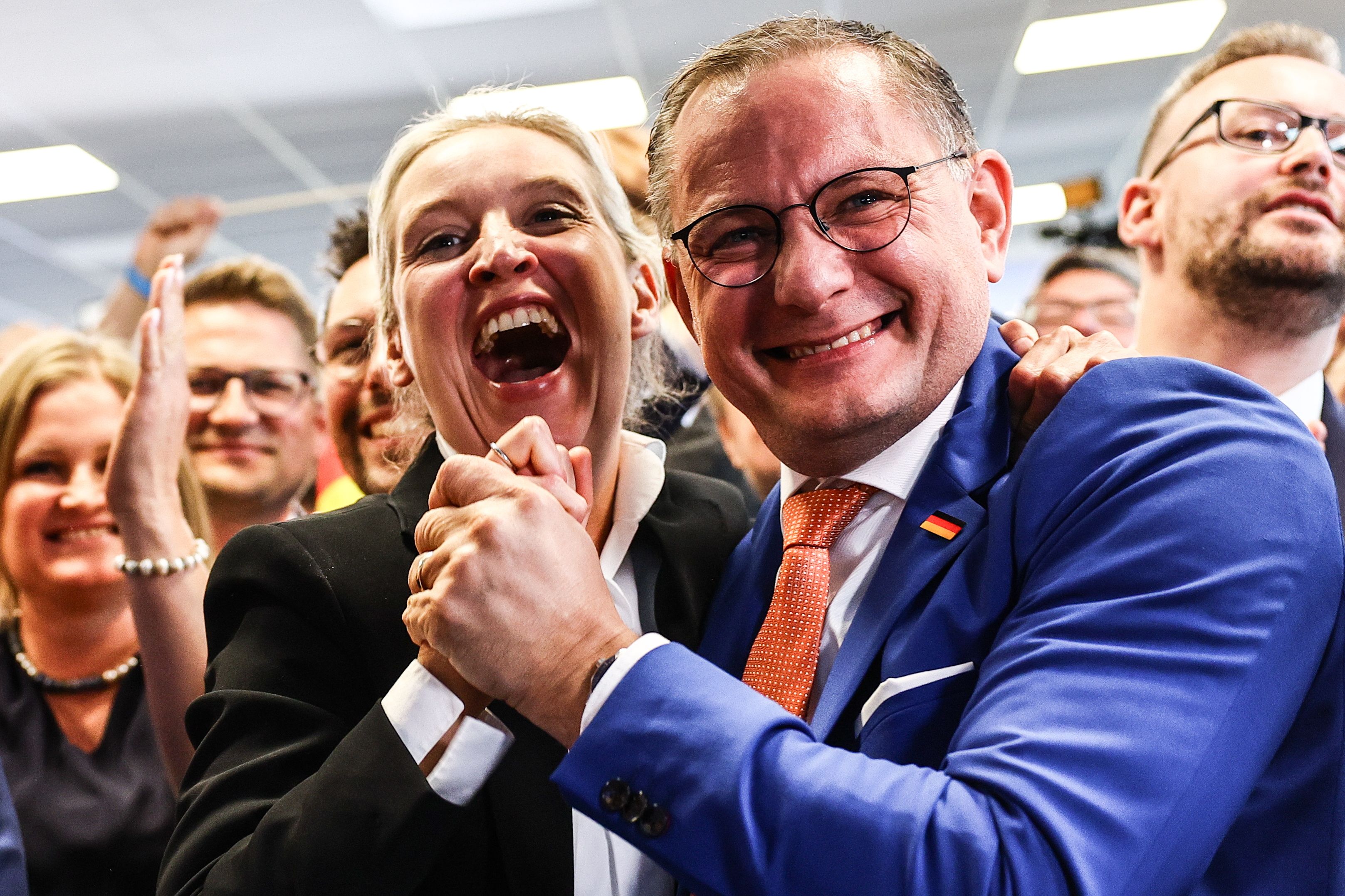 AfDko Alice Weidel eta Tino Chrupalla, joan den igandean. FILIP SINGER / EFE