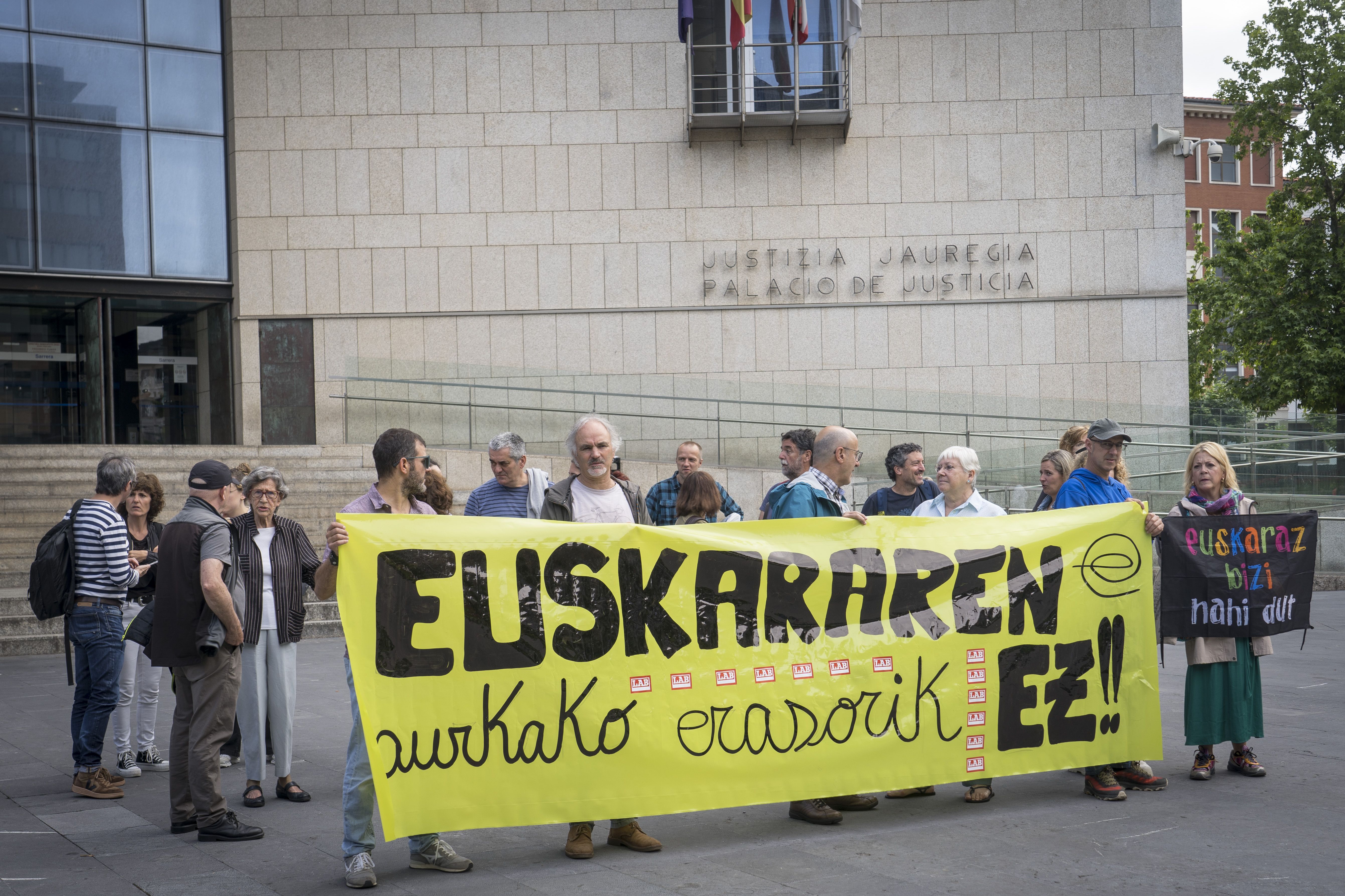 LABen protesta, gaur. GORKA RUBIO / FOKU
