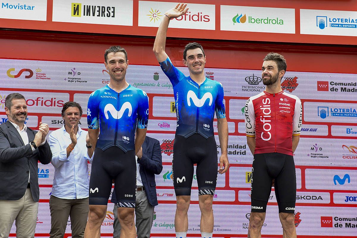 Lazkano, Aranburu eta Herrada, gaur, podiumean. VICTOR LERENA / EFE