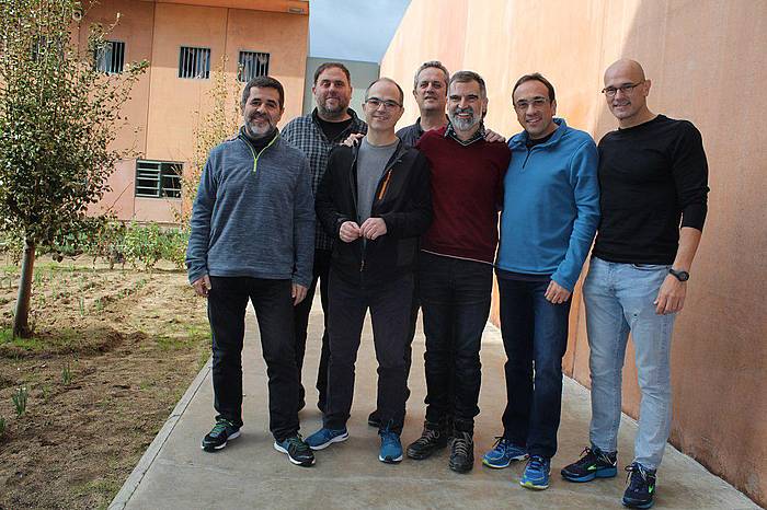 Lledonersko kartzelan preso dauden buruzagi katalan independentistak. Oriol Junqueras, Jordi Turull, Joaquim Forn, Josep Rull, Raul Romeva, Jordi Sanchez eta Jordi Cuixart.