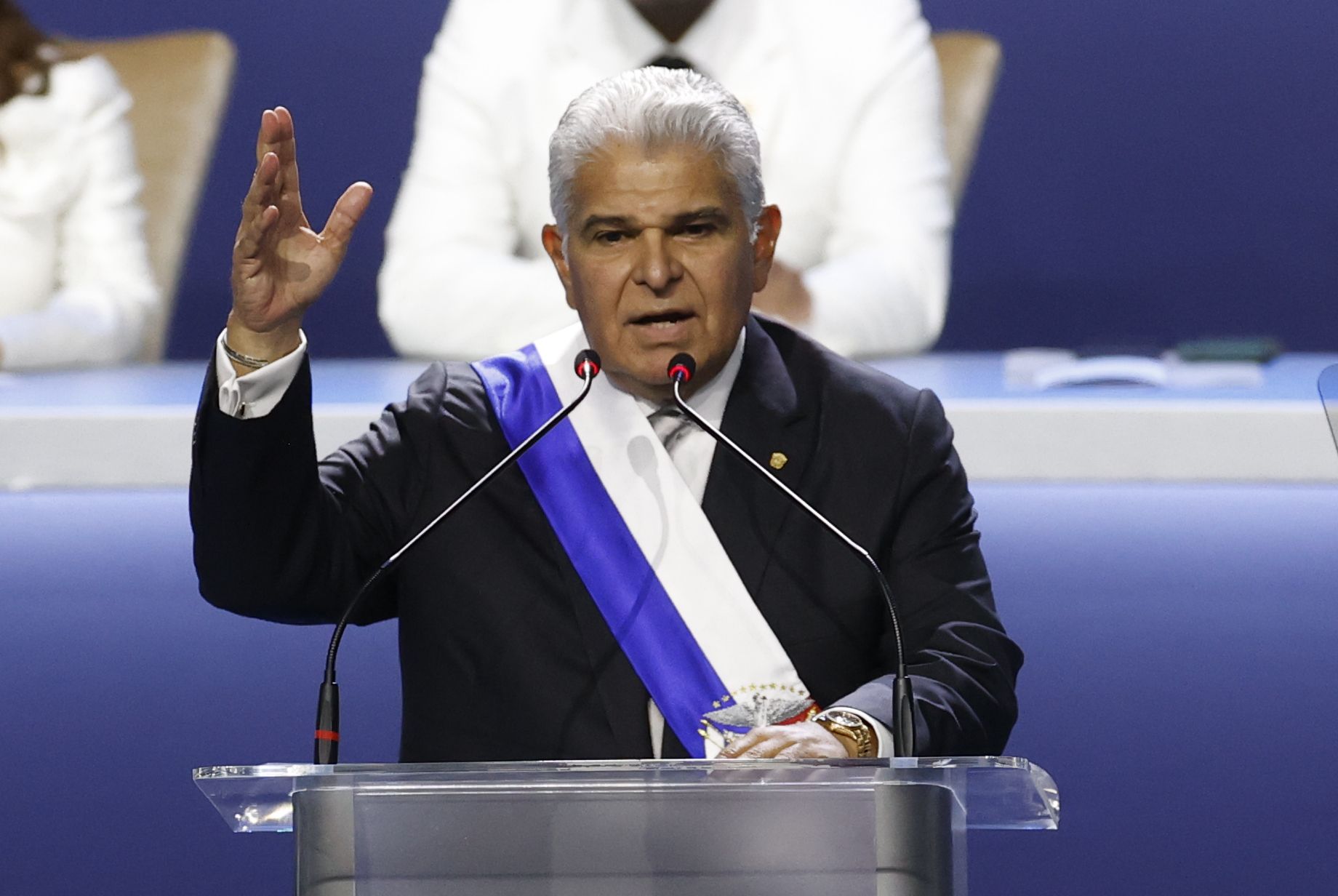 Jose Raul Mulino, Panamako presidente berria, atzoko bere inbestidura saioan. BIENVENIDO VELASCO / EFE.