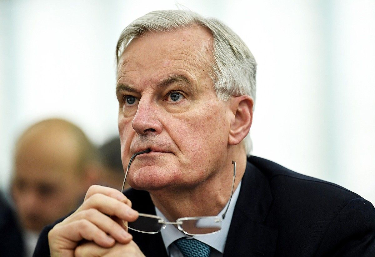 Michel Barnier Europako brexit-erako negoziatzailea, atzo, Parlamentuan, Estrasburgon. PATRICK SEEGER / EFE.
