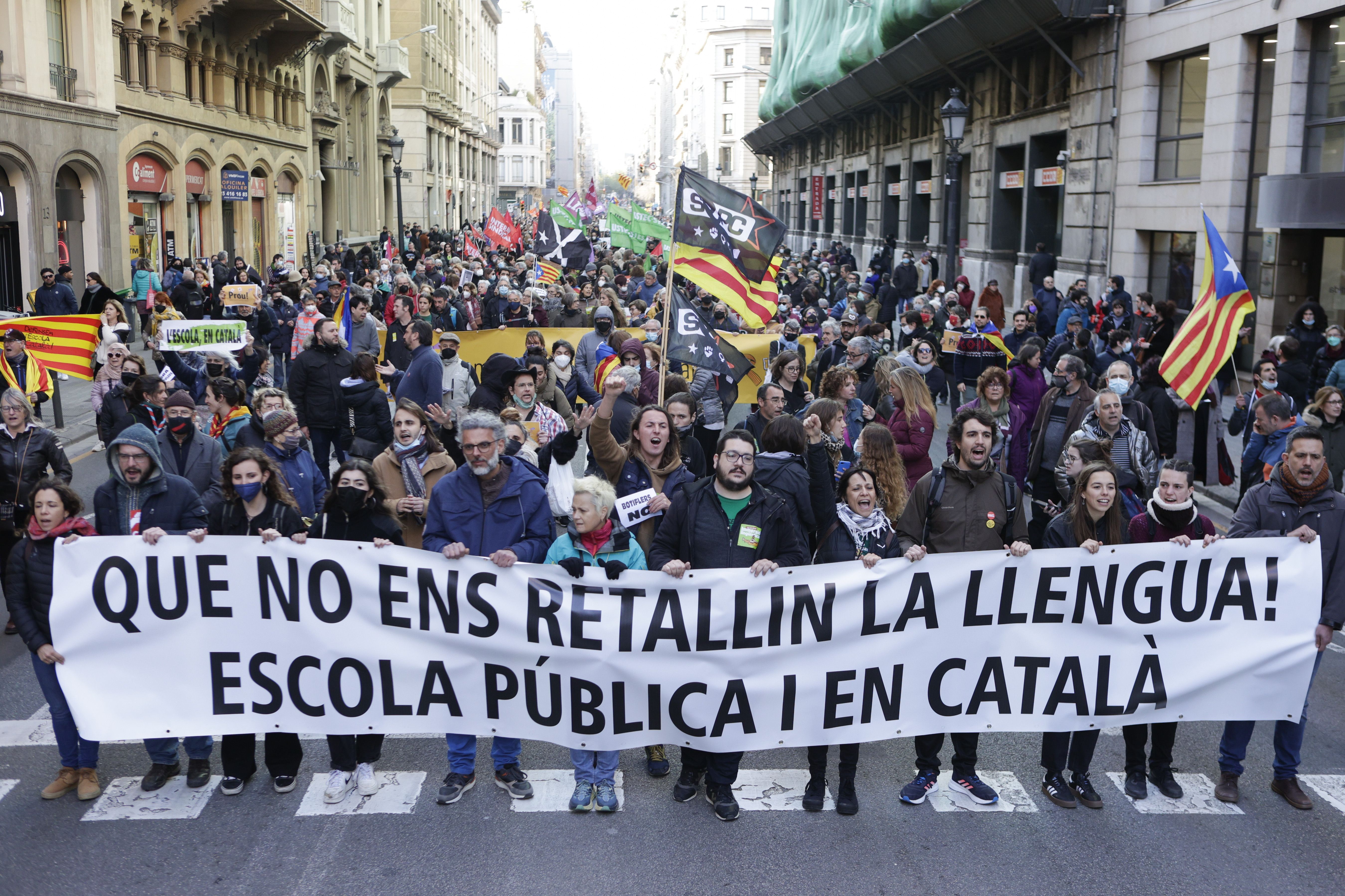 Kataluniako murgiltze sistemaren aldeko protesta bat, 2022an. QUIQUE GARCIA / EFE