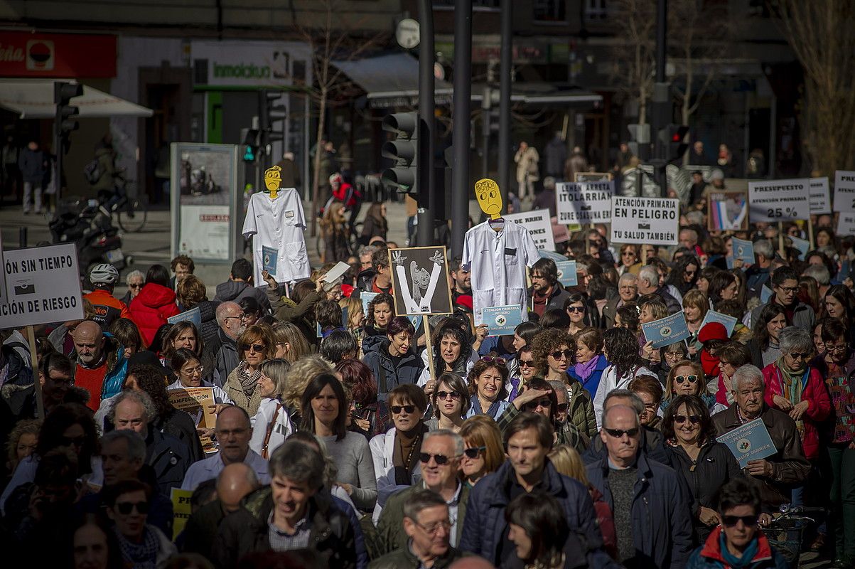 Lehen arretako langileek otsailaren 9an egindako manifestazioa, Gasteizen. JAIZKI FONTANEDA / FOKU.