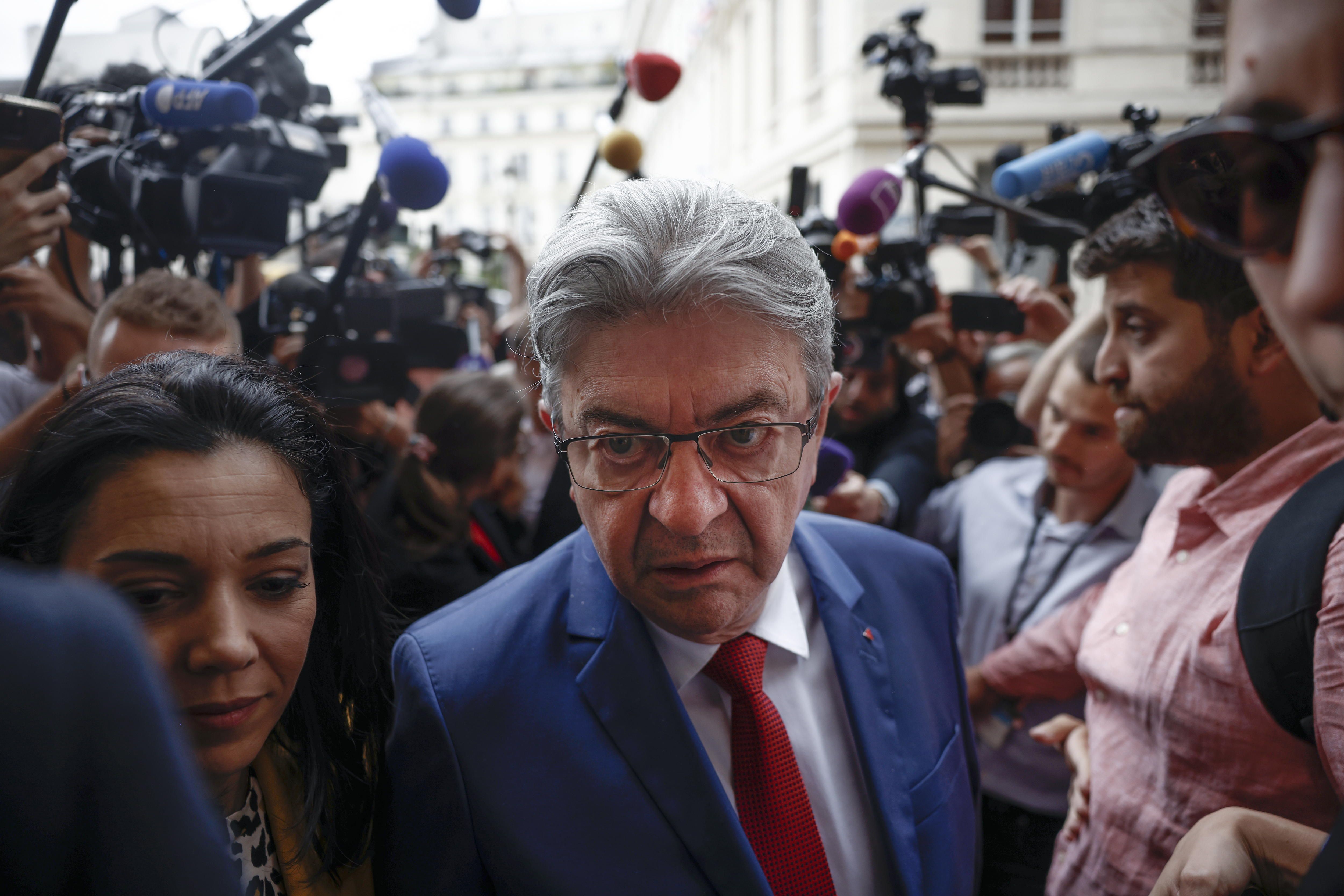 Frantzia Intsumisoko buru Jean-Luc Melenchon asteartean, Parisen. YOAN VALAT / EFE