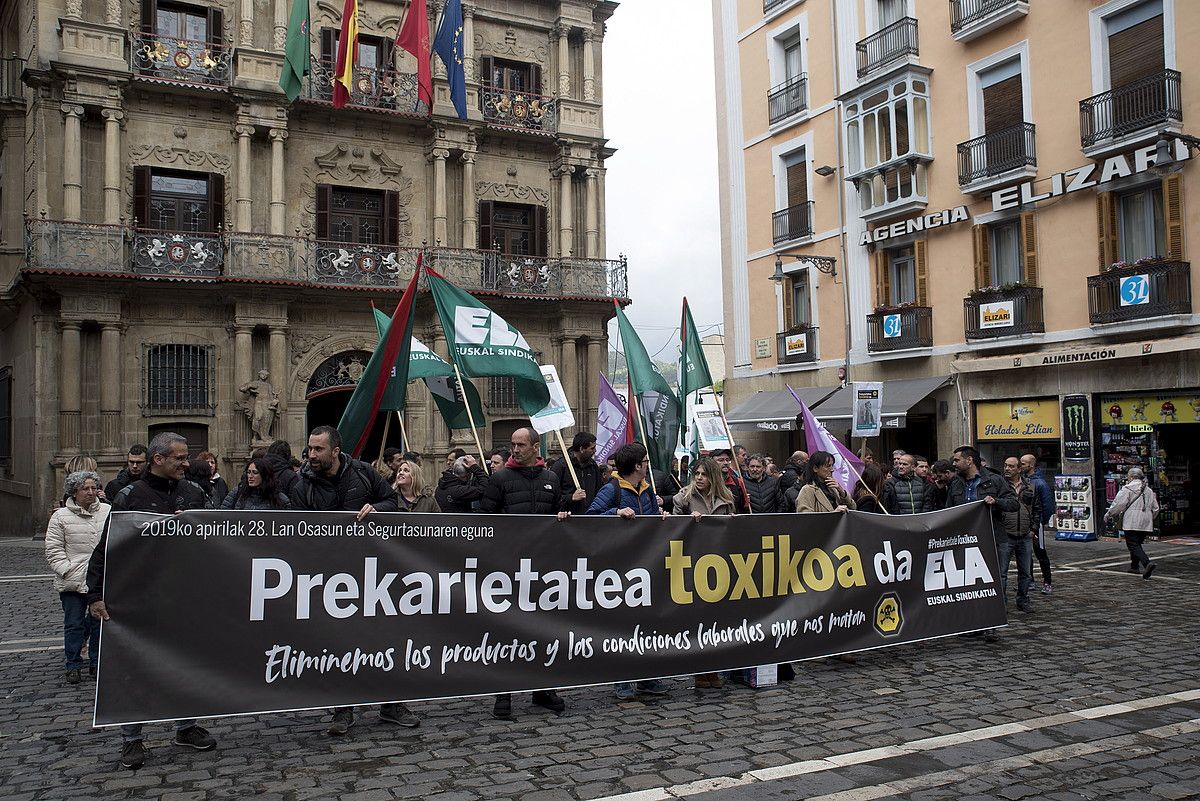 ELAk atzo Iruñean egindako mobilizazioa. IÑIGO URIZ / FOKU.