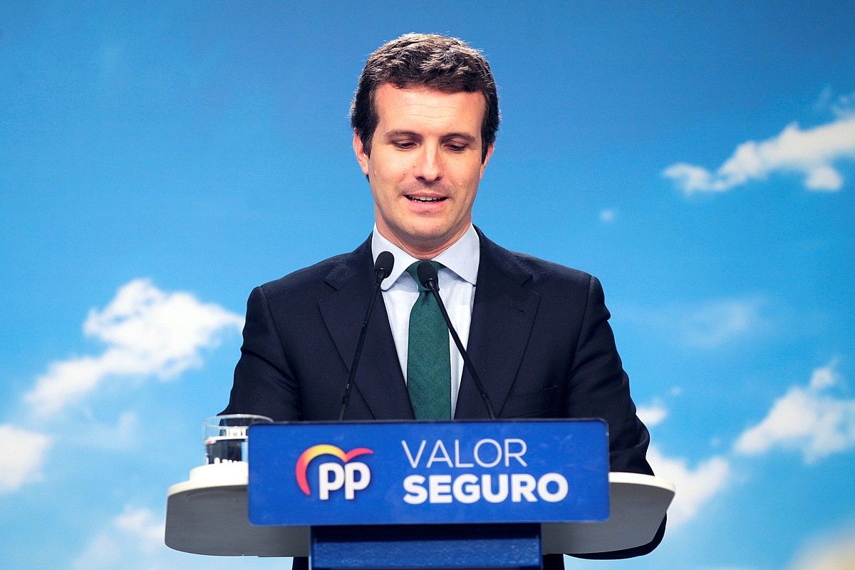 Pablo Casado, atzo. CARLOS PEREZ / EFE.