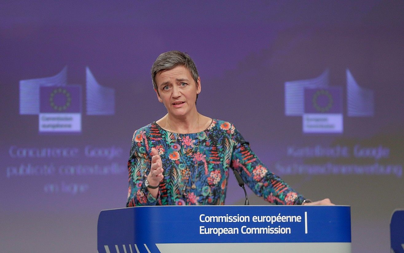 Margrethe Vestager Europako Lehiarako komisarioa. STEPHANIE LECOCQ / EFE.