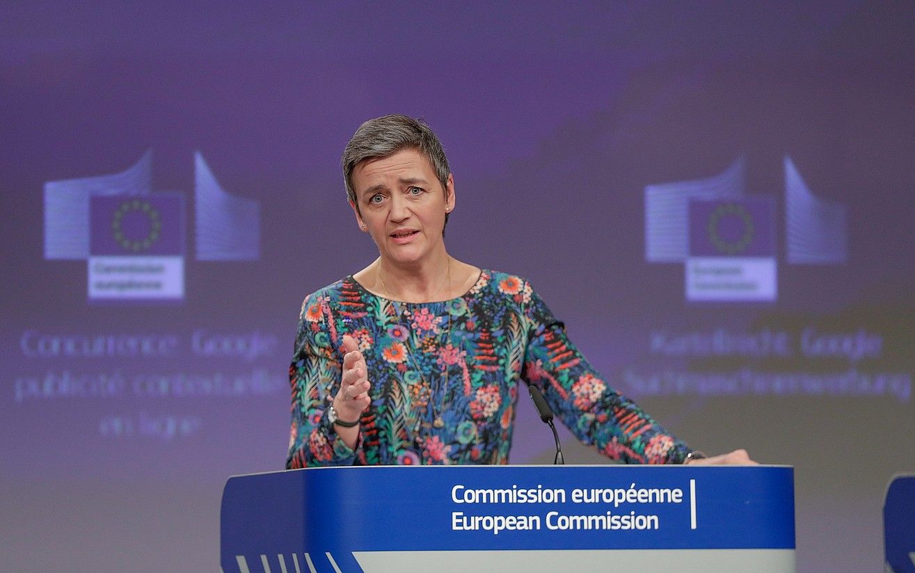 Margrethe Vestager Europako Lehiarako komisarioa. STEPHANIE LECOCQ / EFE. Margrethe Vestager Europako Lehiarako komisarioa. STEPHANIE LECOCQ / EFE.
