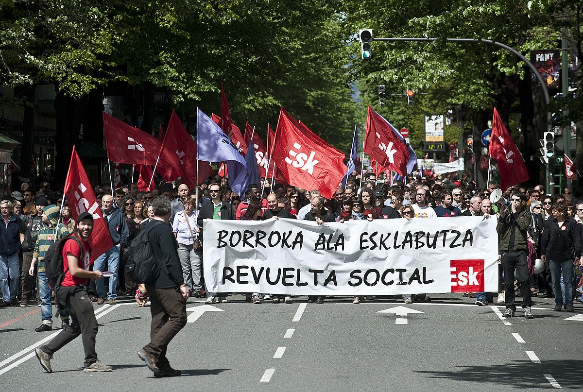 ESK sindikatuaren manifestazio bat, Maiatzaren Lehenean. JON HERNAEZ / FOKU.