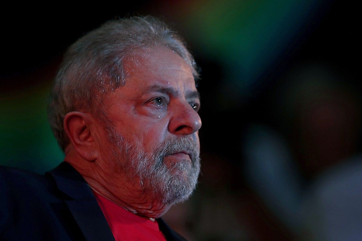 Lula Brasilgo presidente ohia Sao Paulo hirian, iaz, hari babesa emateko egindako ekitaldi batean. F. BIZERRA JR / EFE.