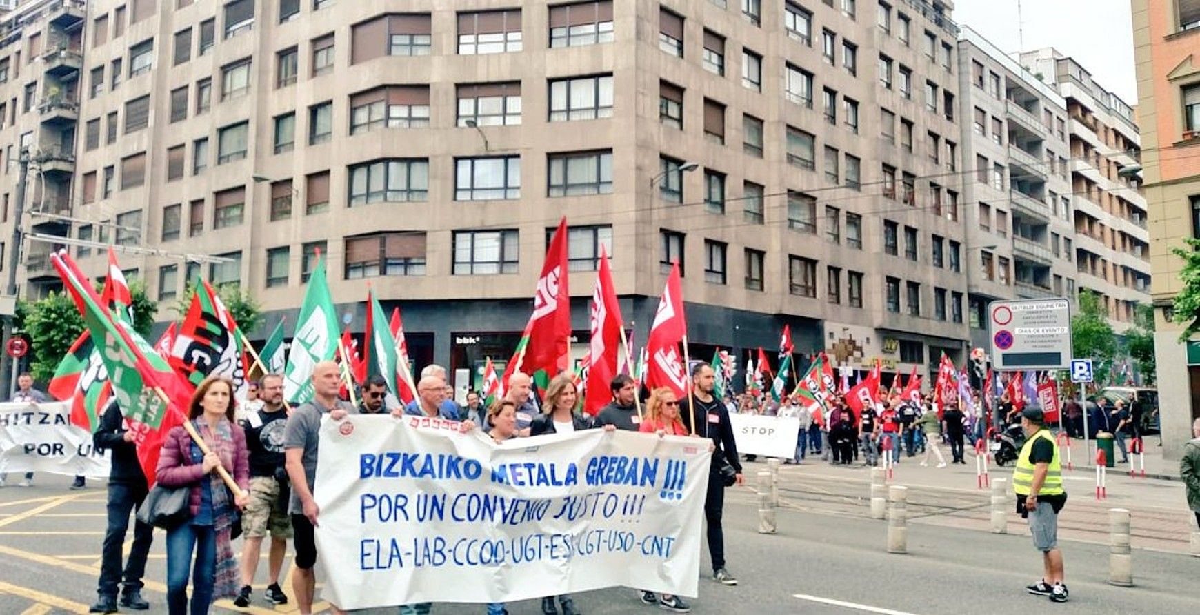 Metalgintzako langileen manifestazioa, gaur, Bilbon. LAB.