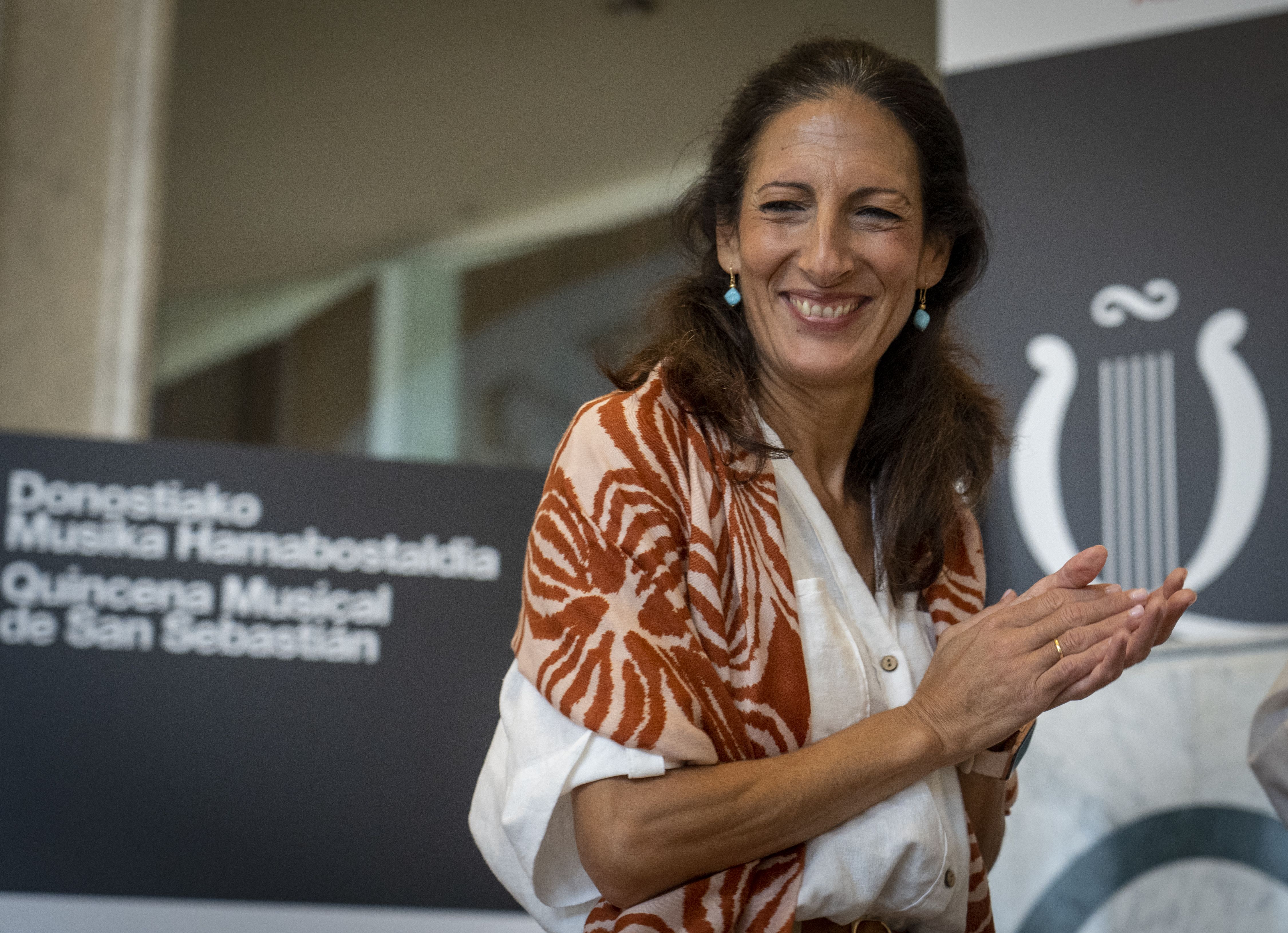 Ursula Lopez flamenko dantzaria Viktoria Eugenia antzokiko prentsaurrekoan, gaur, Donostian. GORKA RUBIO / FOKU