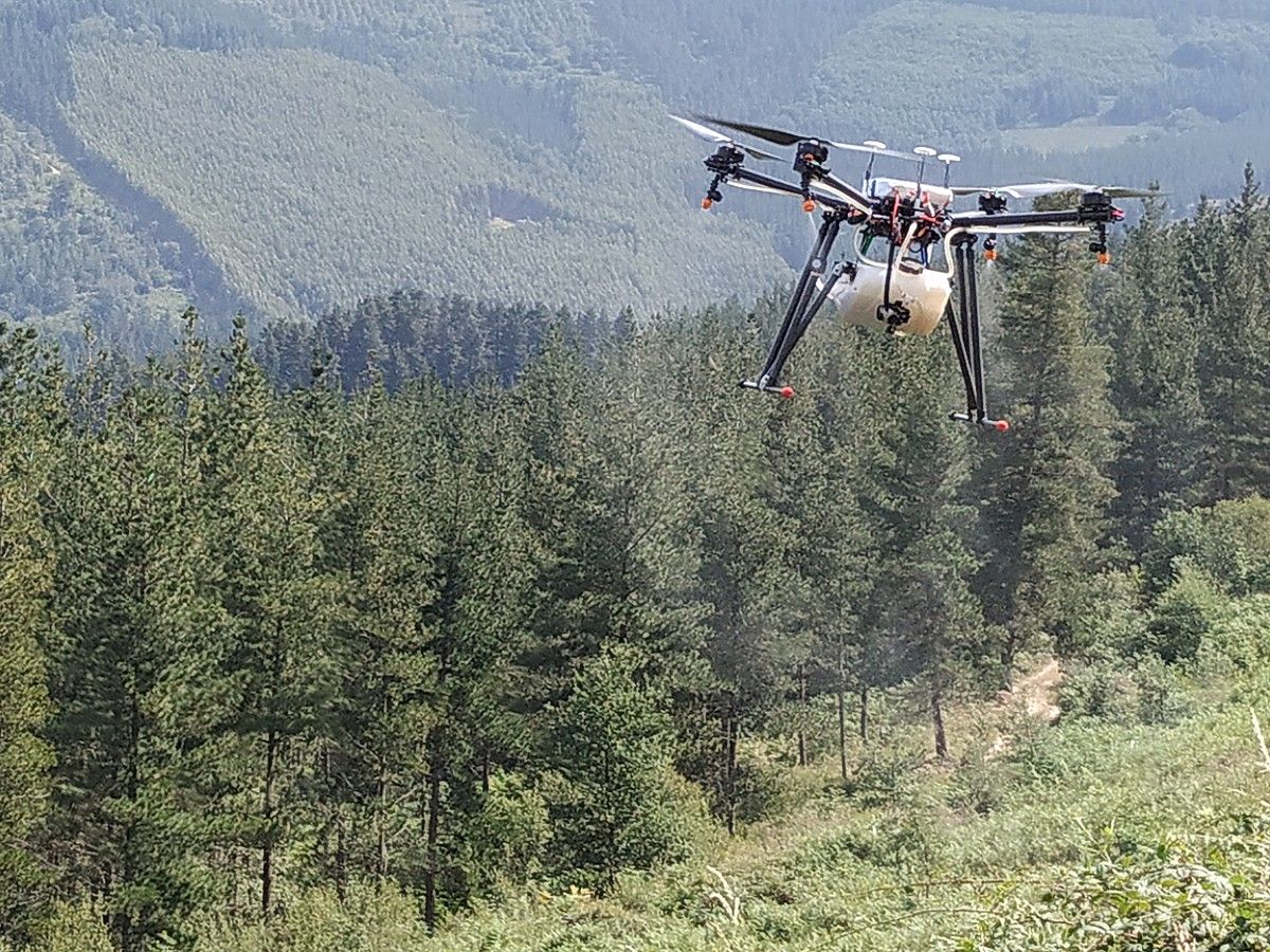 Drone bat pinudi baten gainetik hegan. NIKER. Drone bat pinudi baten gainetik hegan. NIKER.