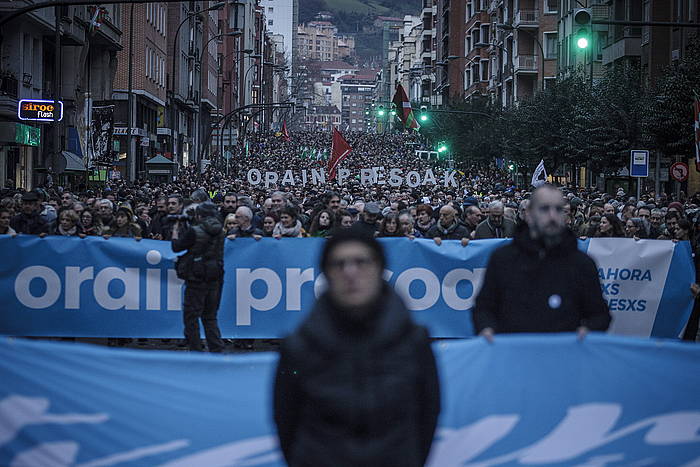 Orain Presoak dinamikak deituta Bilbon egindako manifestazioa, urtarrilean. ARITZ LOIOLA, FOKU