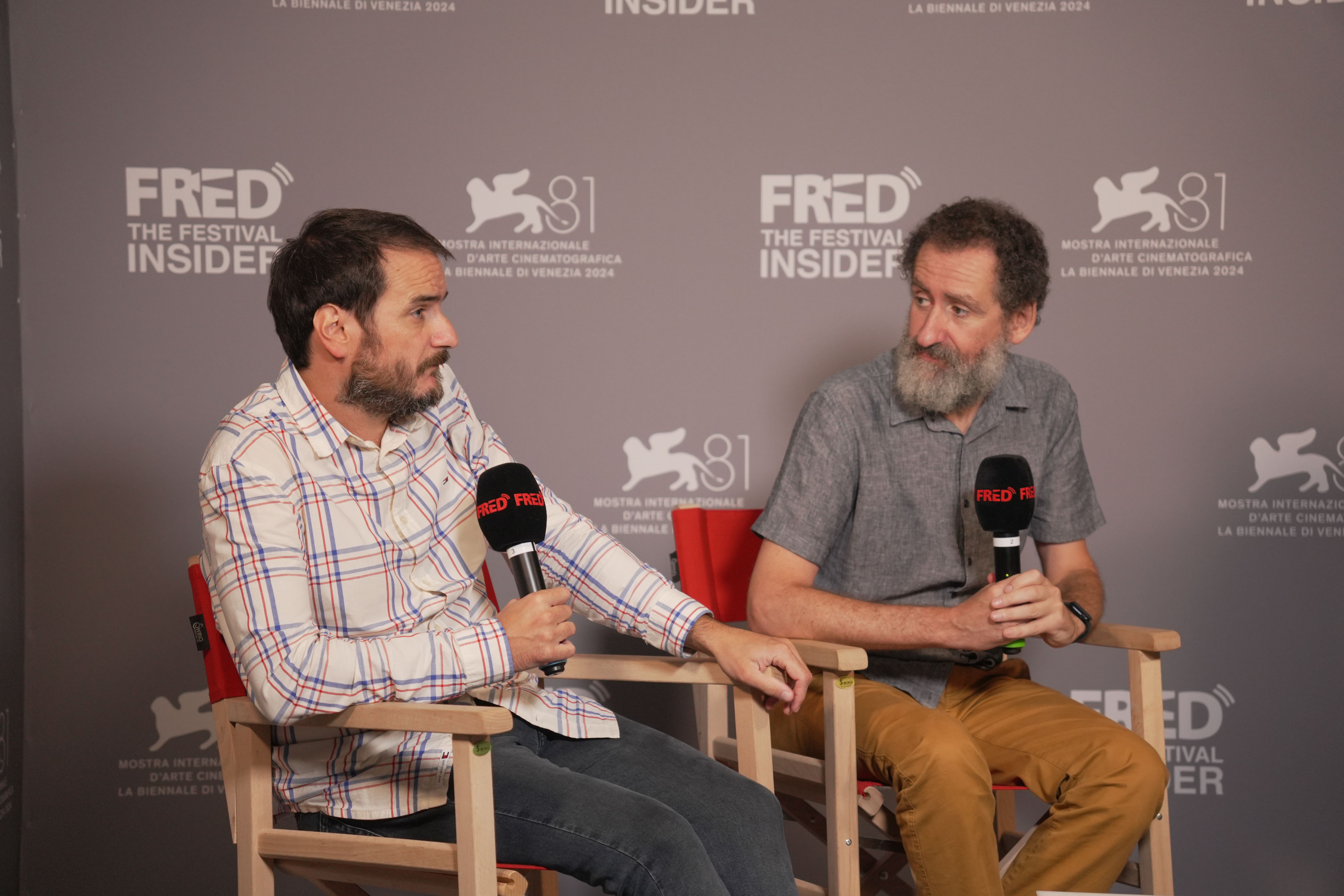 Aitor Arregi eta Jon Garaño zinema zuzendariak Veneziako Zinema Jaialdian 'Marco' filma aurkezten. ORSOLA CASAGRANDE