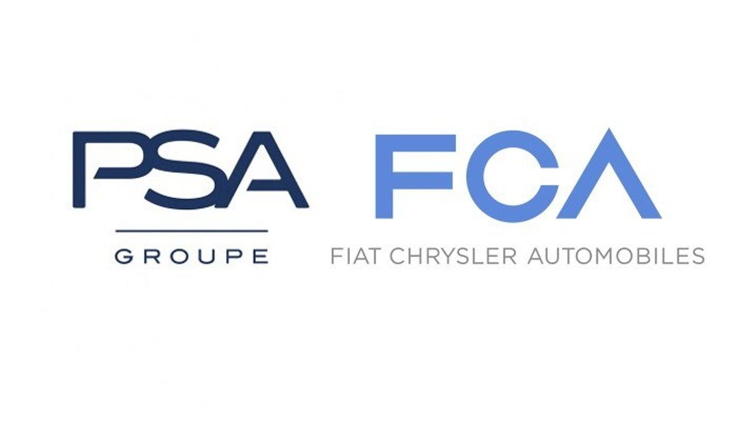 PSA Peugeot Citroen eta FCA Fiat Chryslerren ikurrak. EFE.