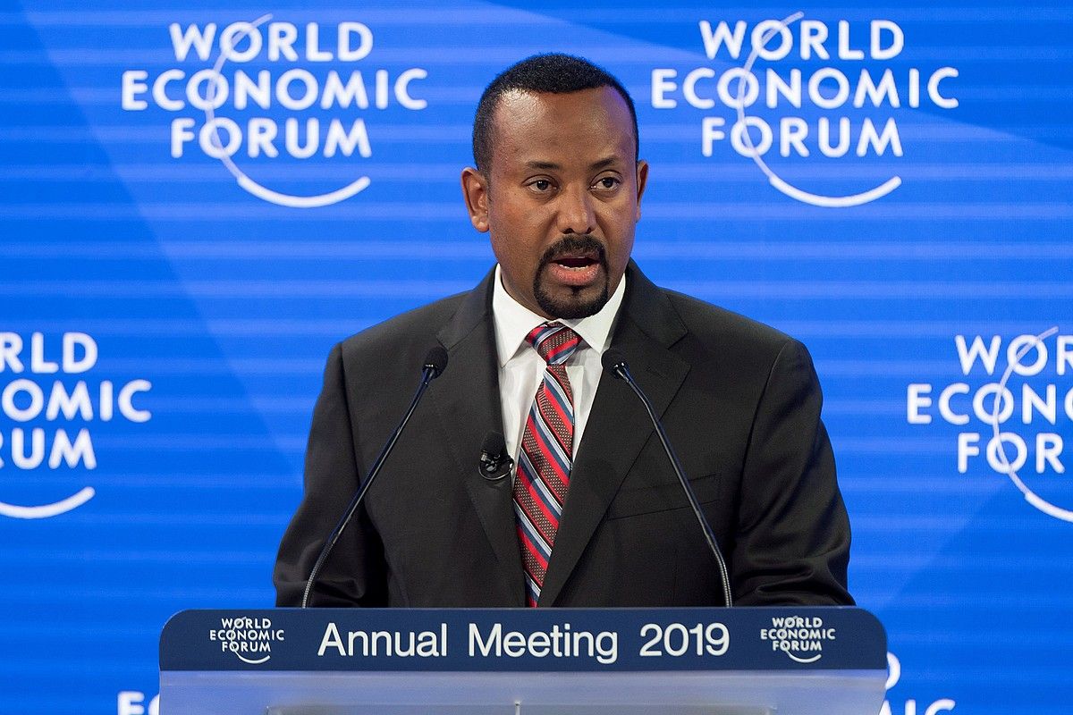 Abiy Ahmed Etiopiako lehen ministroa Suitzako Davos hiriko foroan, aurtengo urtarrilean. LAURENT GILLIERON / EFE.