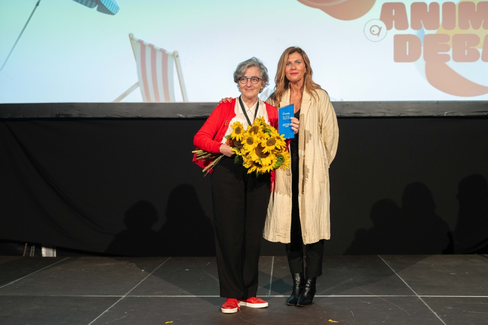 Isabel Herguera zinemagilea eta Vanesa Fernandez EITBko Kultura eta Euskara zuzendaria, 17. Animadeban. ANIMADEBA Isabel Herguera zinemagilea eta Vanesa Fernandez EITBko Kultura eta Euskara zuzendaria, 17. Animadeban. ANIMADEBA