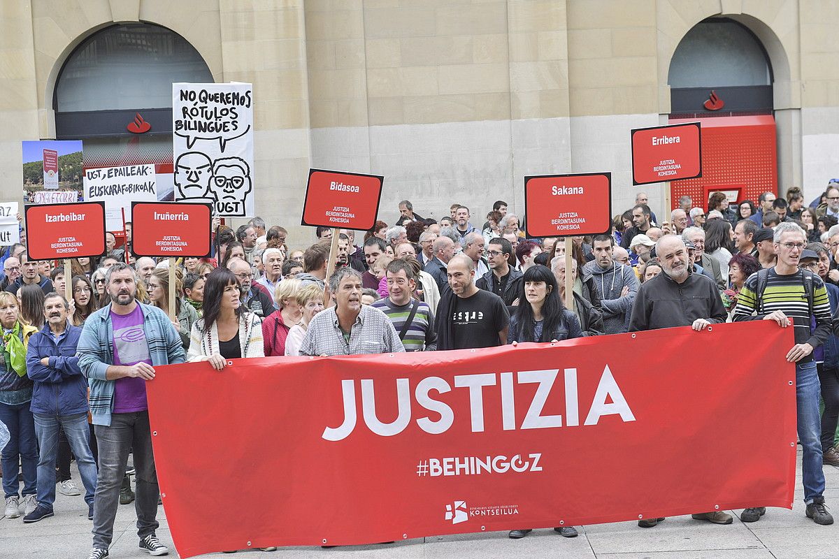 Euskararen dekretua baliogabetzearen aurkako protesta. IDOIA ZABALETA / FOKU.