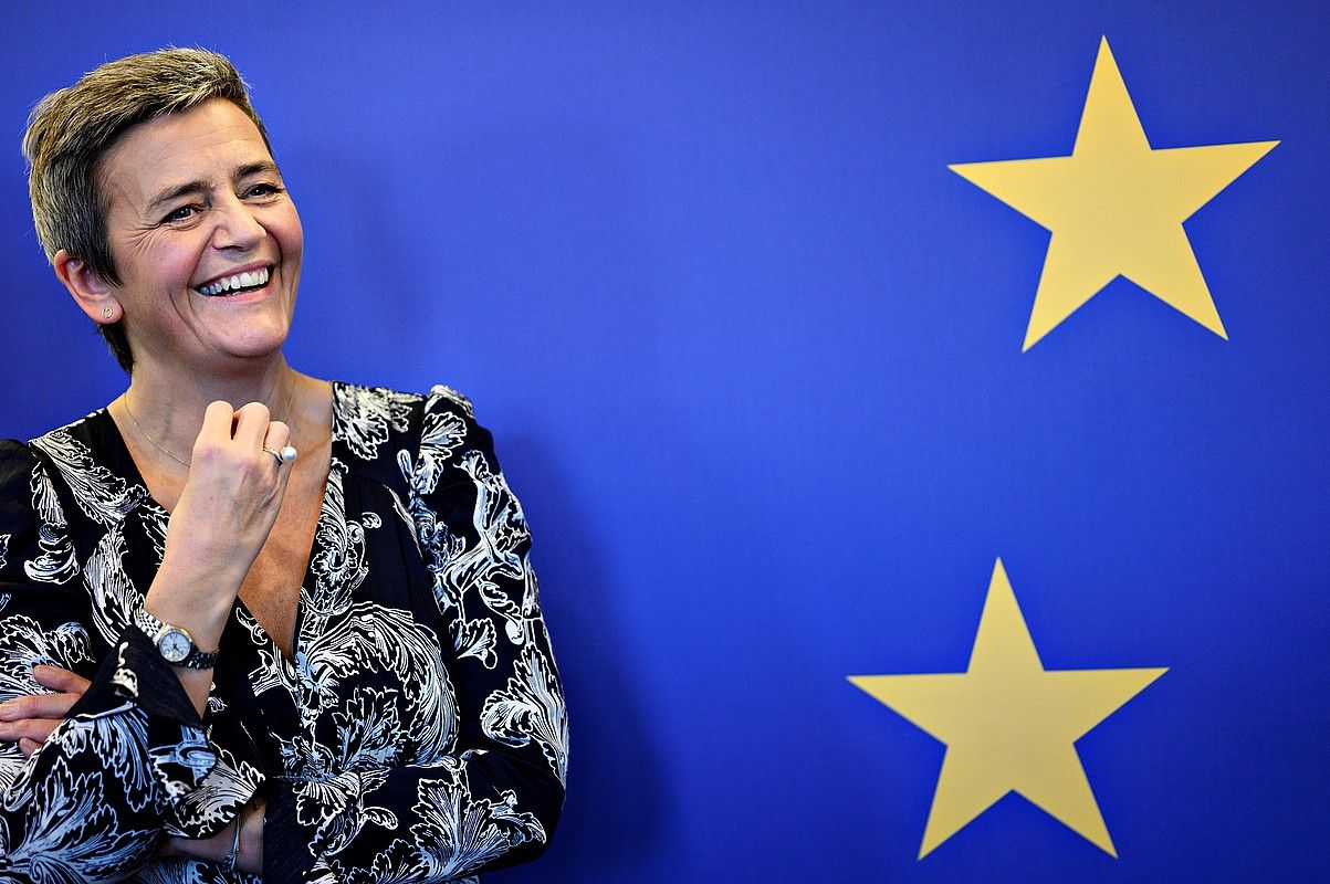 Margrethe Vestager EBko Lehia komisarioa, azaro amaieran. PHILIP DAVALI / EFE.