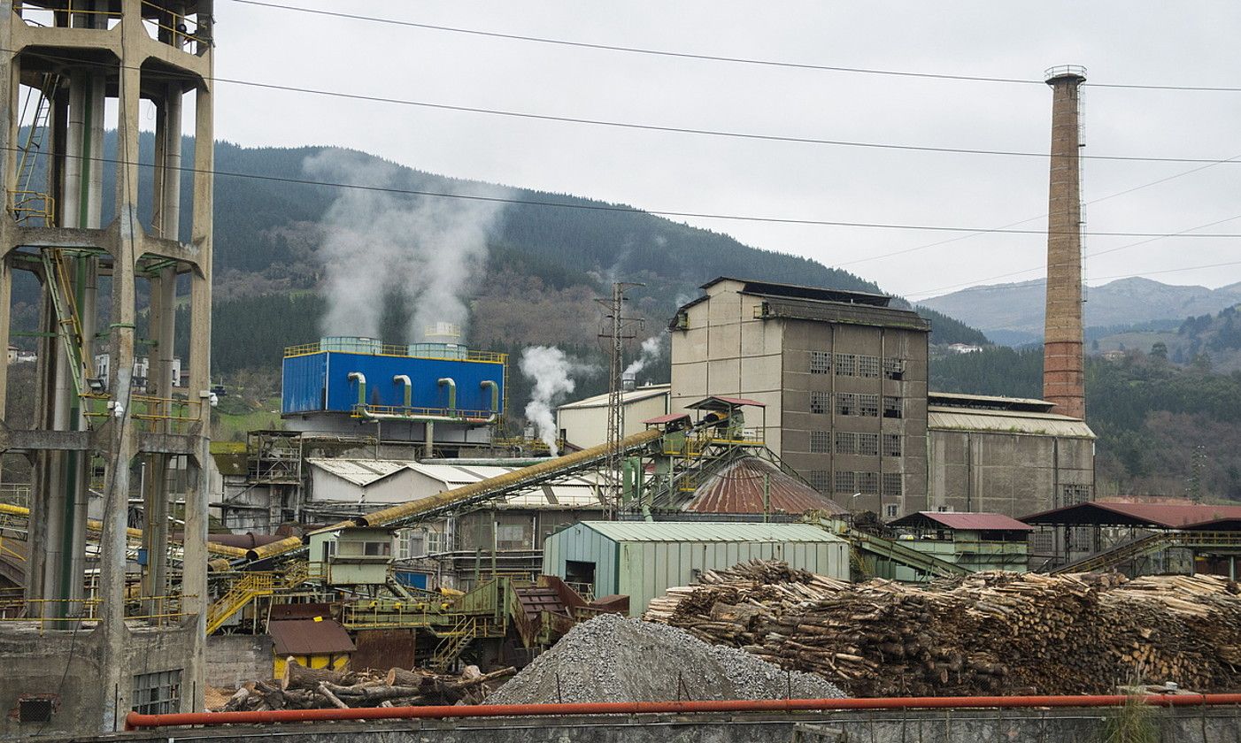 Orain lau urte jarri zuten martxan biomasa planta, Pastguren paper fabrika zegoen instalazioetan, eta haren ingurumen baimena luzatuta. MONIKA DEL VALLE / FOKU.